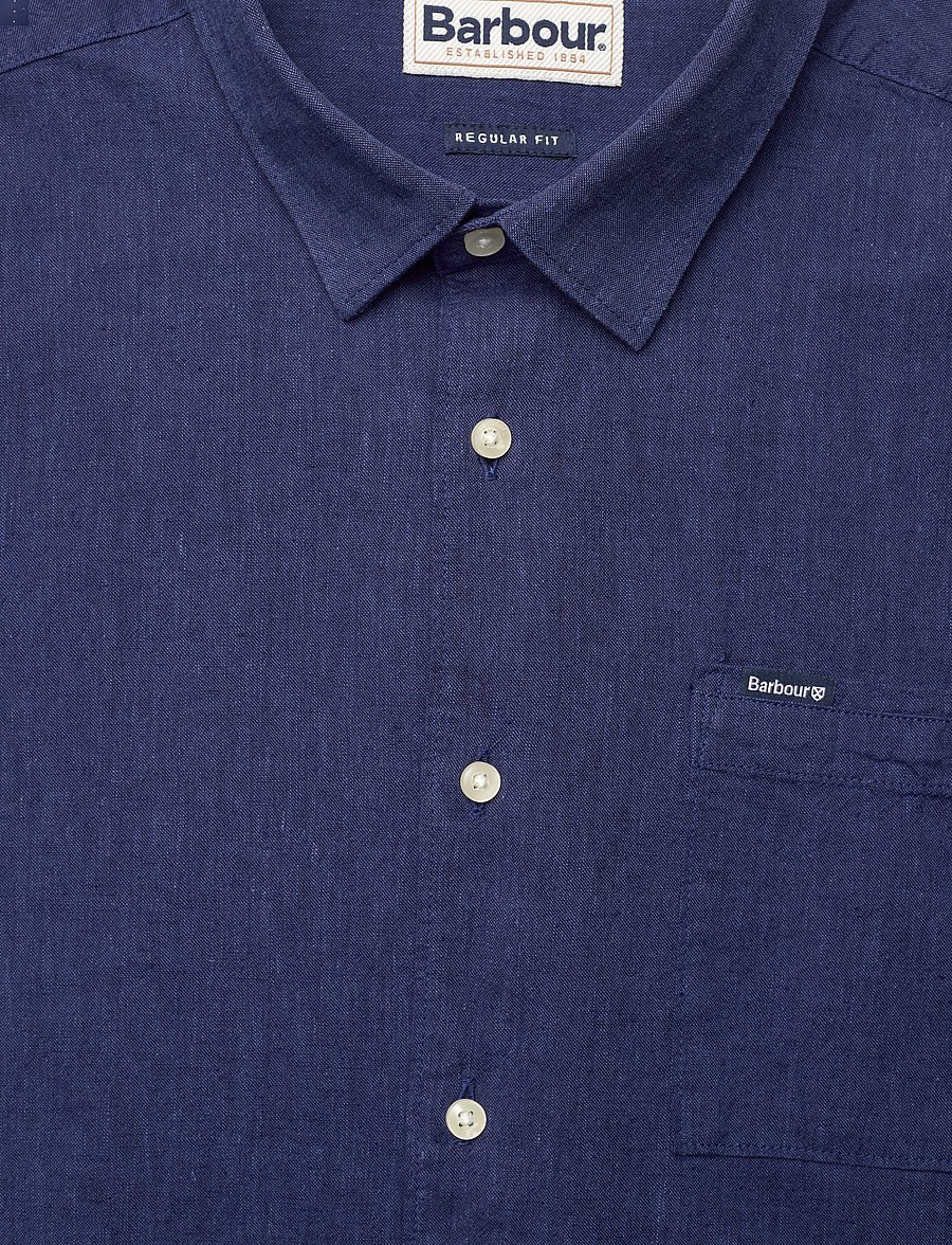 Barbour - Barbour Nelson SS Shir - linen shirts - indigo - 5