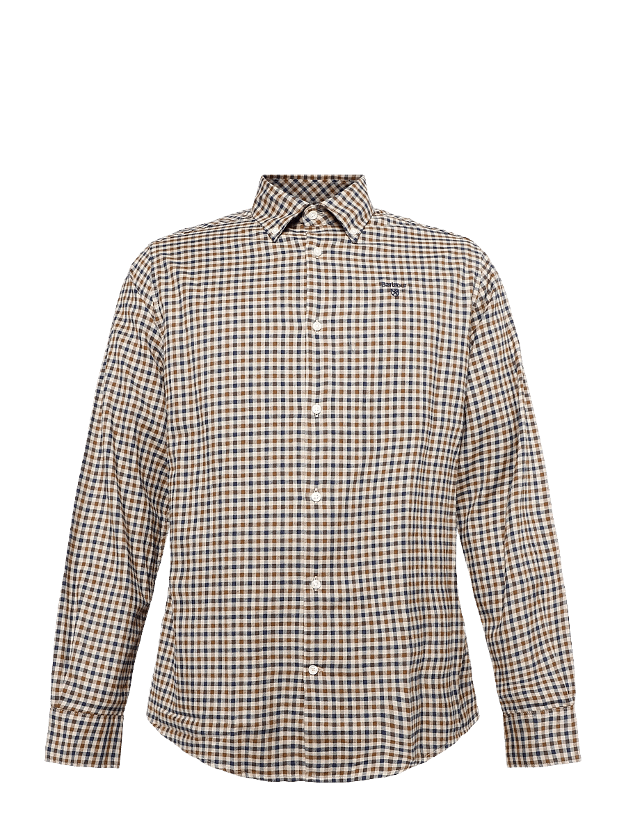 Barbour - Barbour Finkle Tailored Gingham Shirt - rutiga skjortor - dark sand - 1