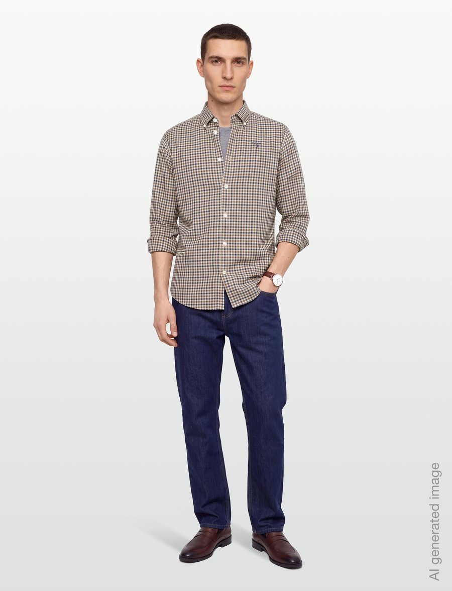 Barbour - Barbour Finkle Tailored Gingham Shirt - rutiga skjortor - dark sand - 0
