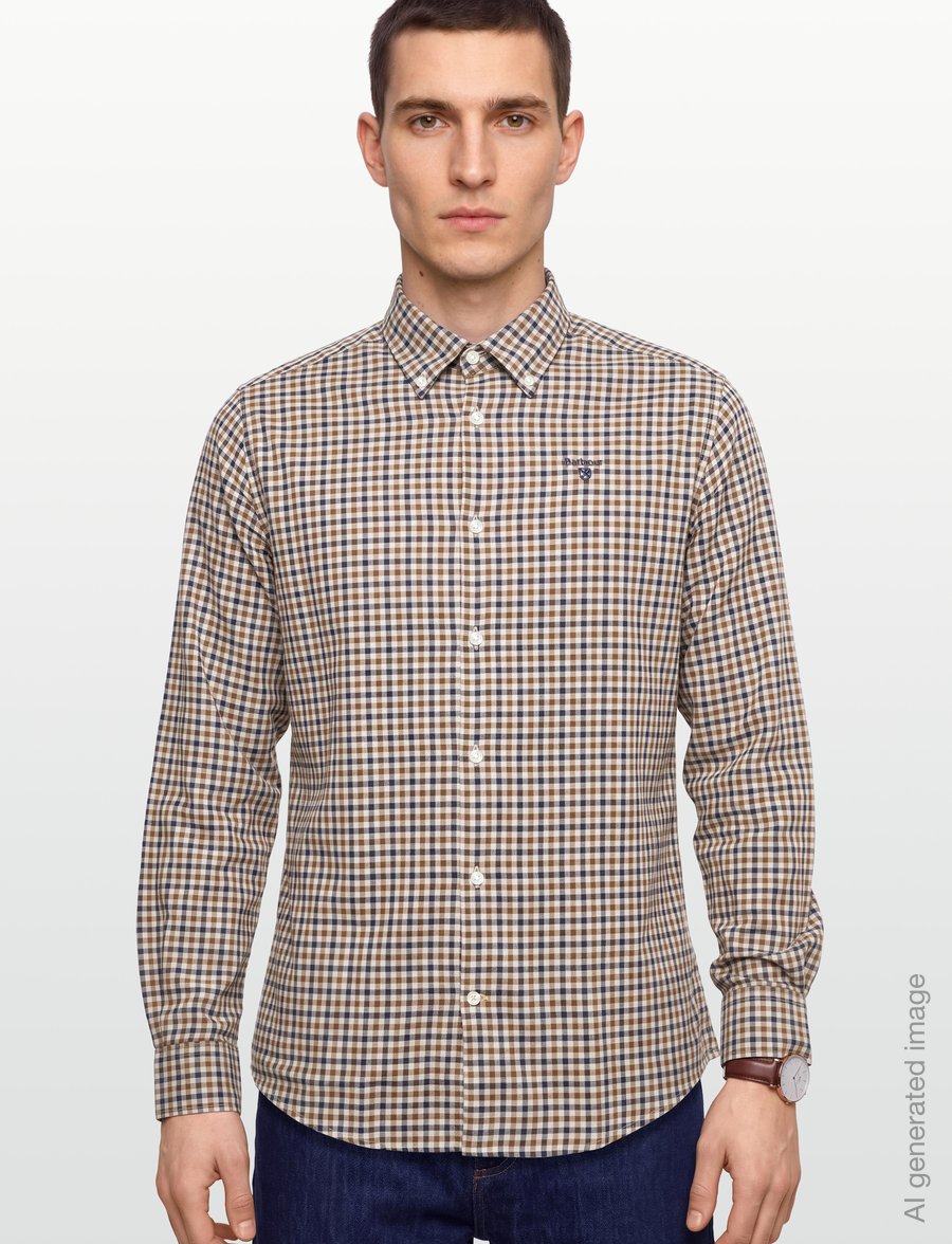 Barbour - Barbour Finkle Tailored Gingham Shirt - rutiga skjortor - dark sand - 3