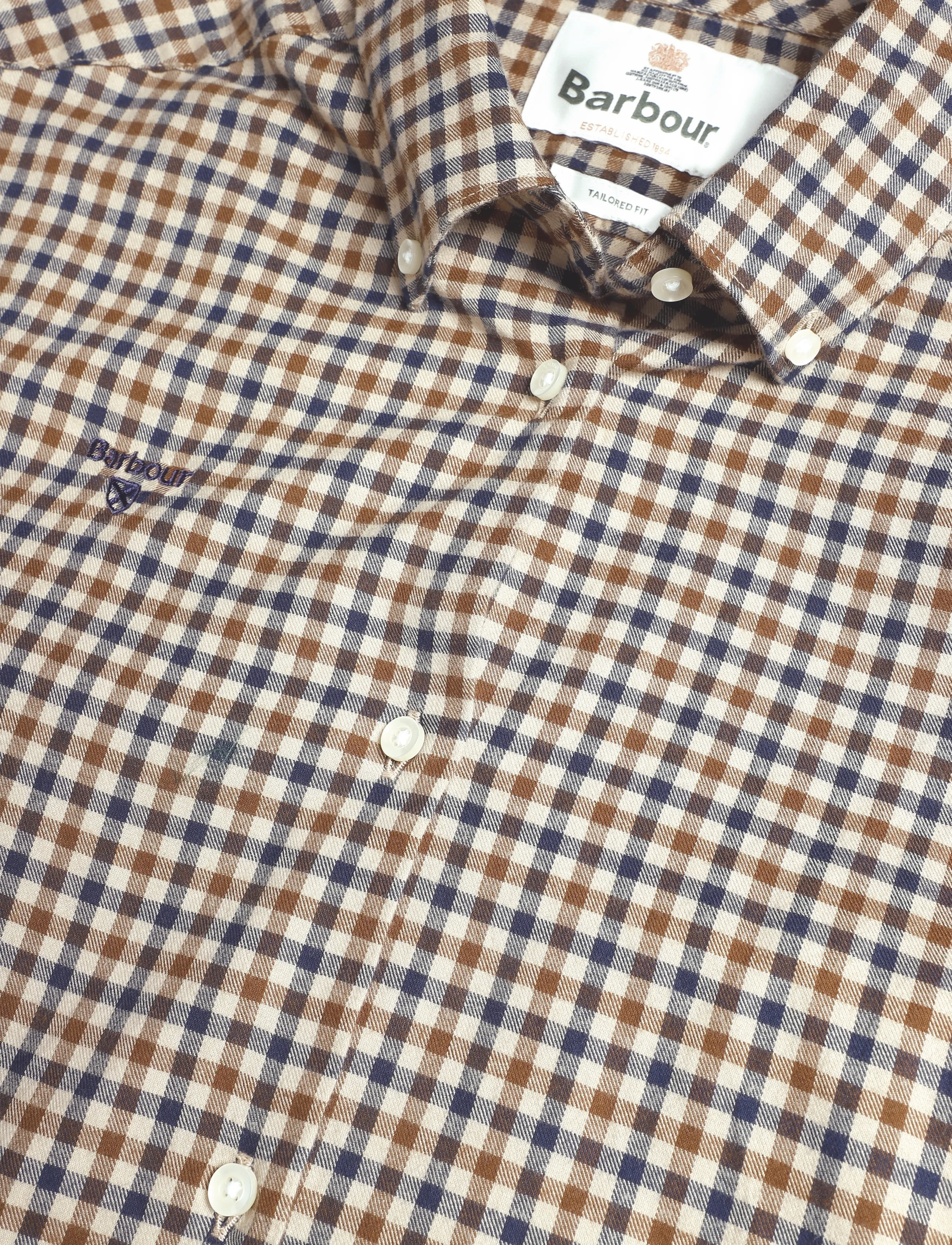 Barbour - Barbour Finkle Tailored Gingham Shirt - rutiga skjortor - dark sand - 5