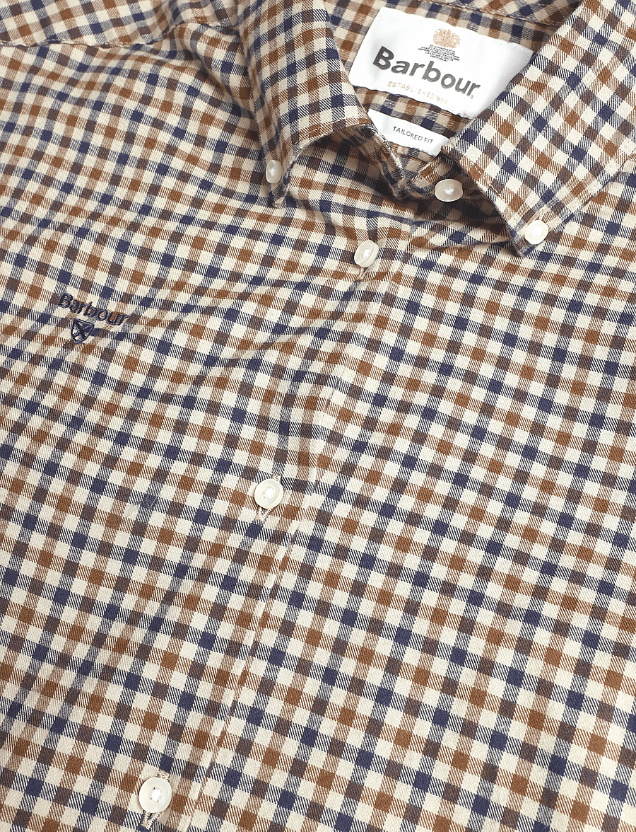 Barbour - Barbour Finkle Tailored Gingham Shirt - rutiga skjortor - dark sand - 5