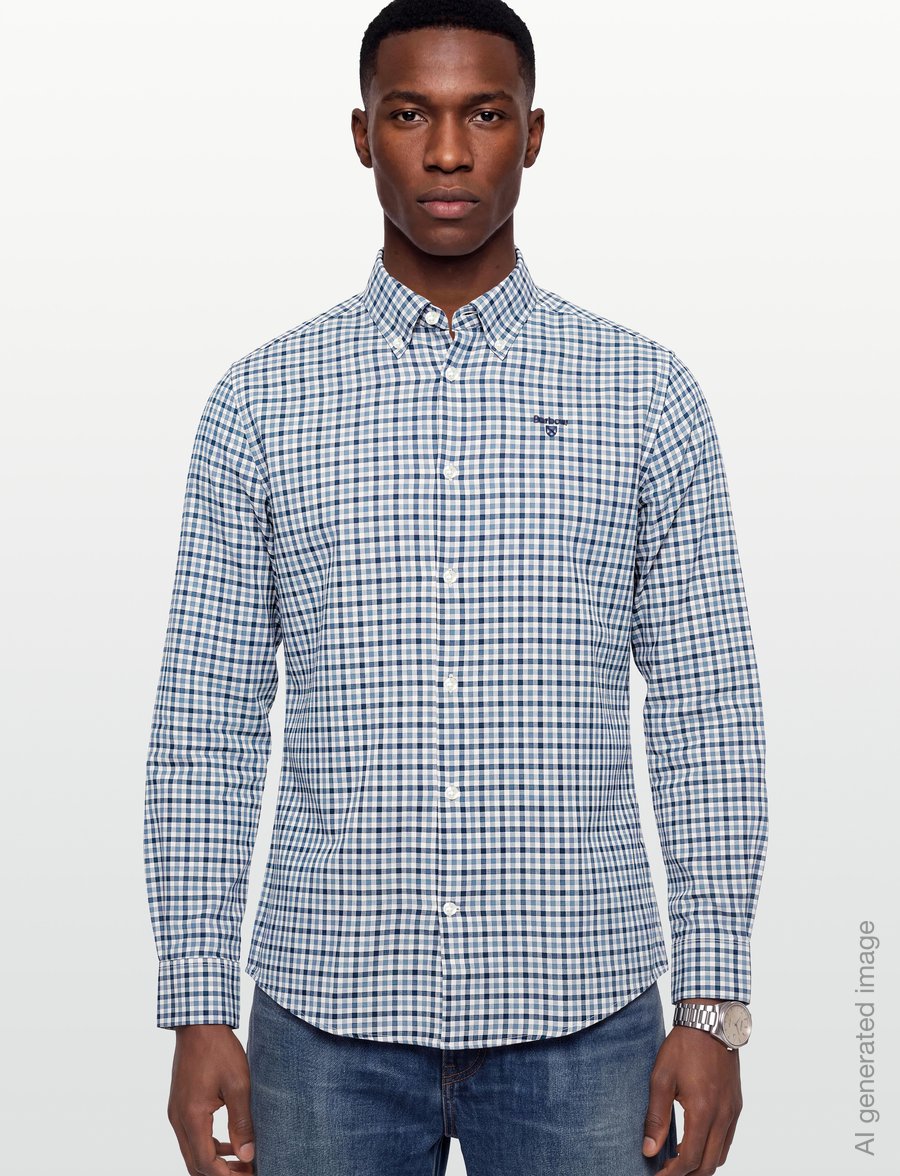 Barbour - Barbour Finkle Tailored Gingham Shirt - ternede skjorter - navy - 3