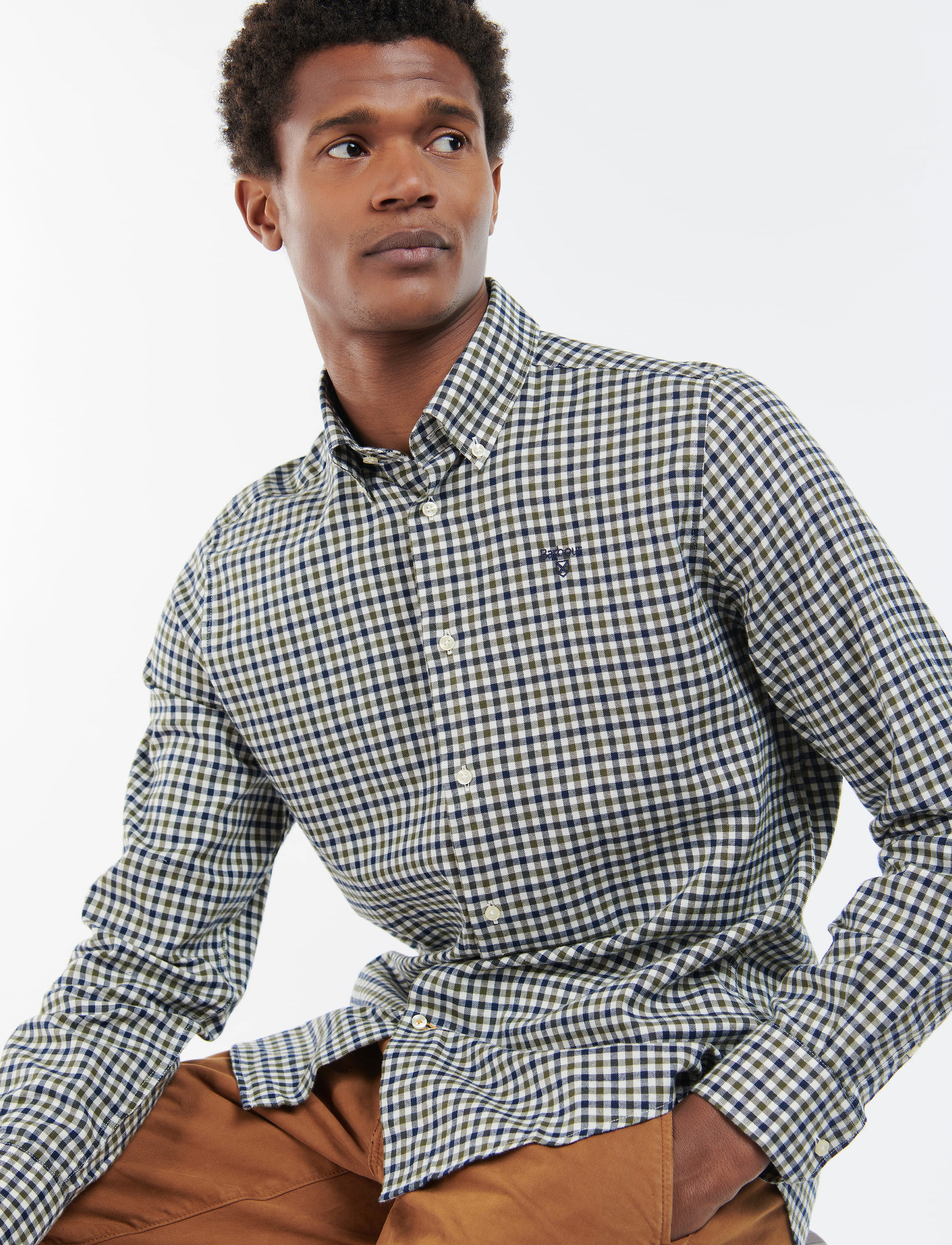 Barbour Barbour Finkle Tailored Gingham Shirt, L, Green, Skjorter > Afslappet, Herre