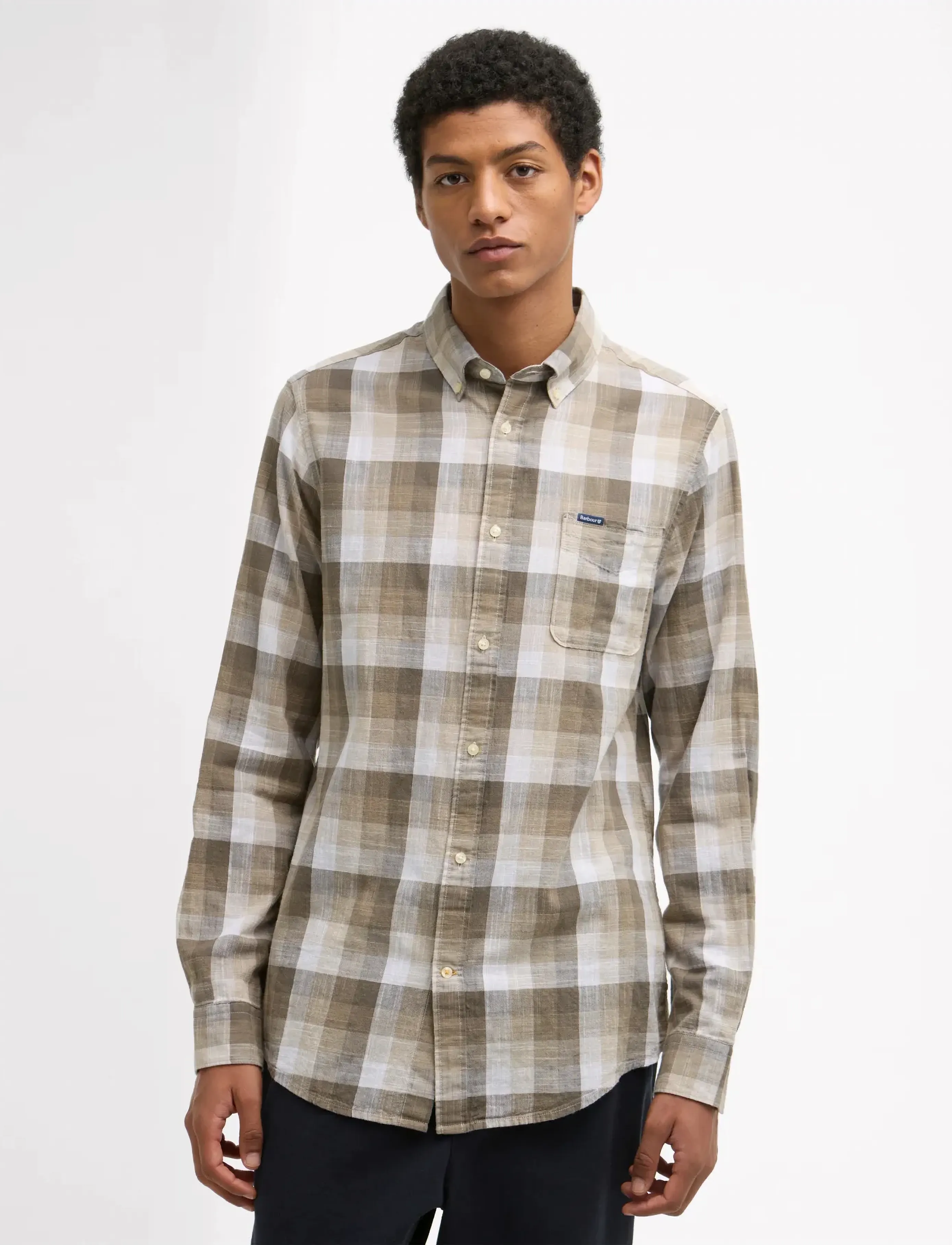 Barbour Barbour Hillroad Shirt, L, Beige, Skjorter > Afslappet, Herre