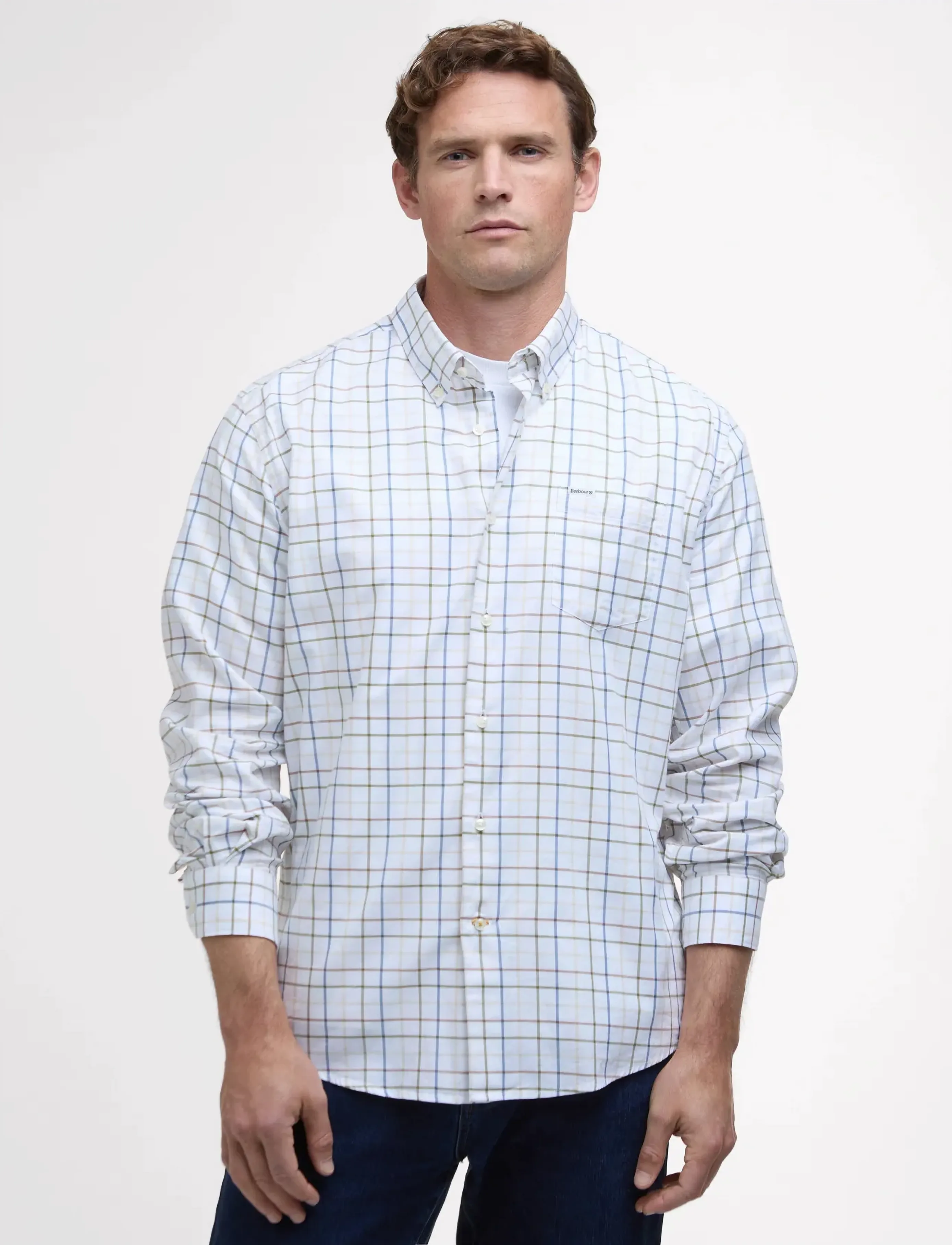 Barbour Barbour Caswell Shirt - Ternede skjorter - PINE GREEN / white
