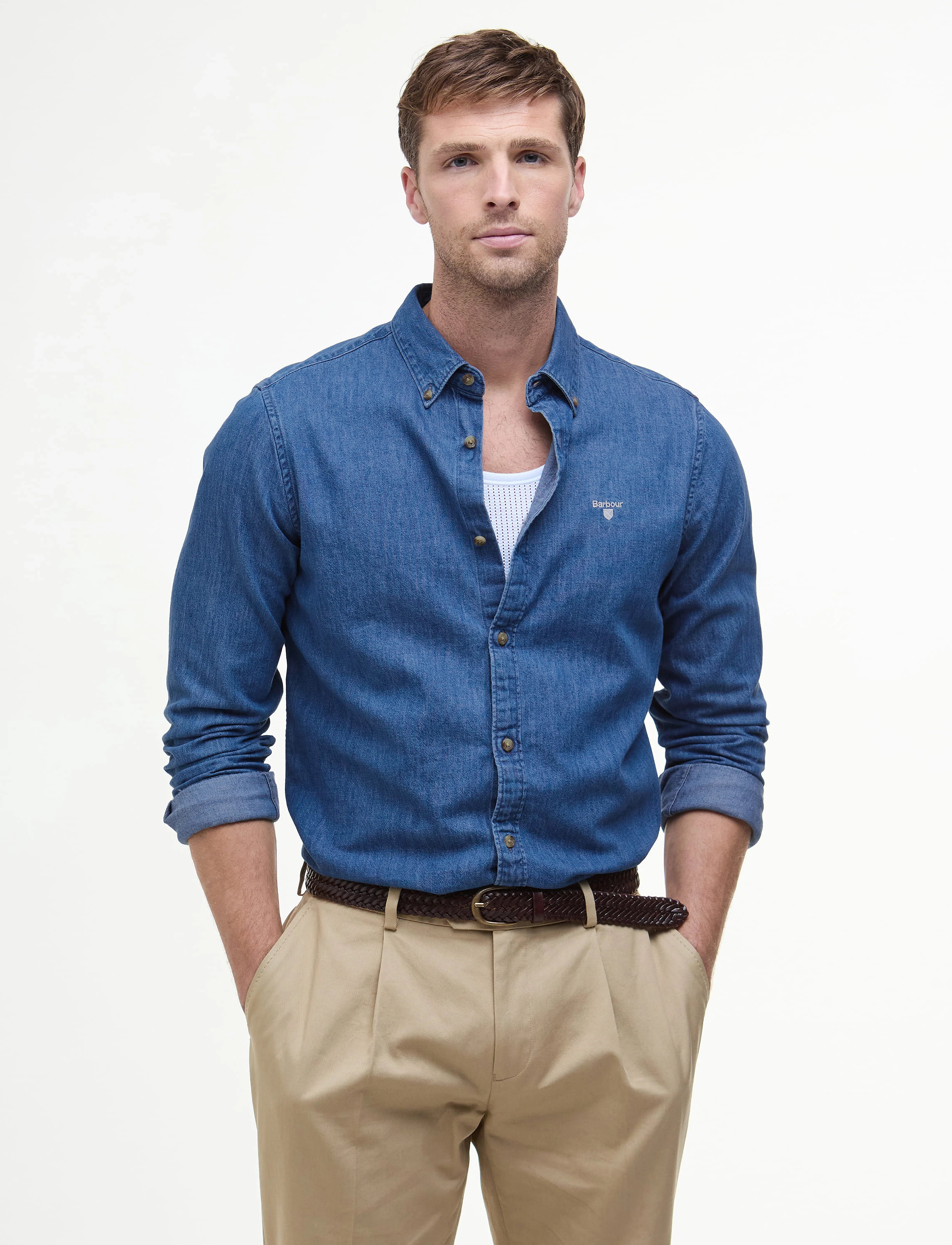 Barbour Barbour Crest Shirt, XXL, Blue, Skjorter > Afslappet Shirts, Herre