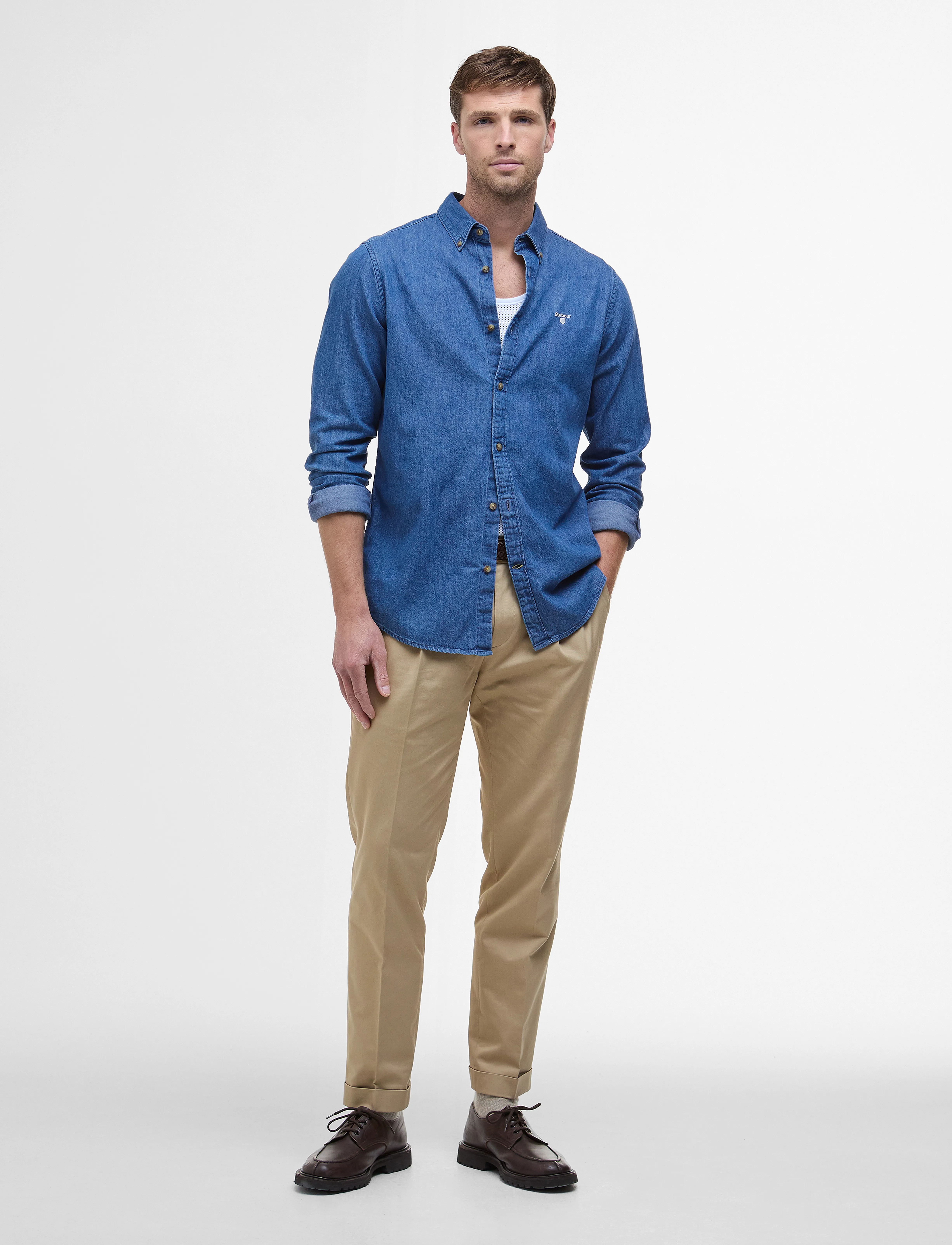 Barbour - Barbour Crest Shirt - tavalised t-särgid - chambray - 2