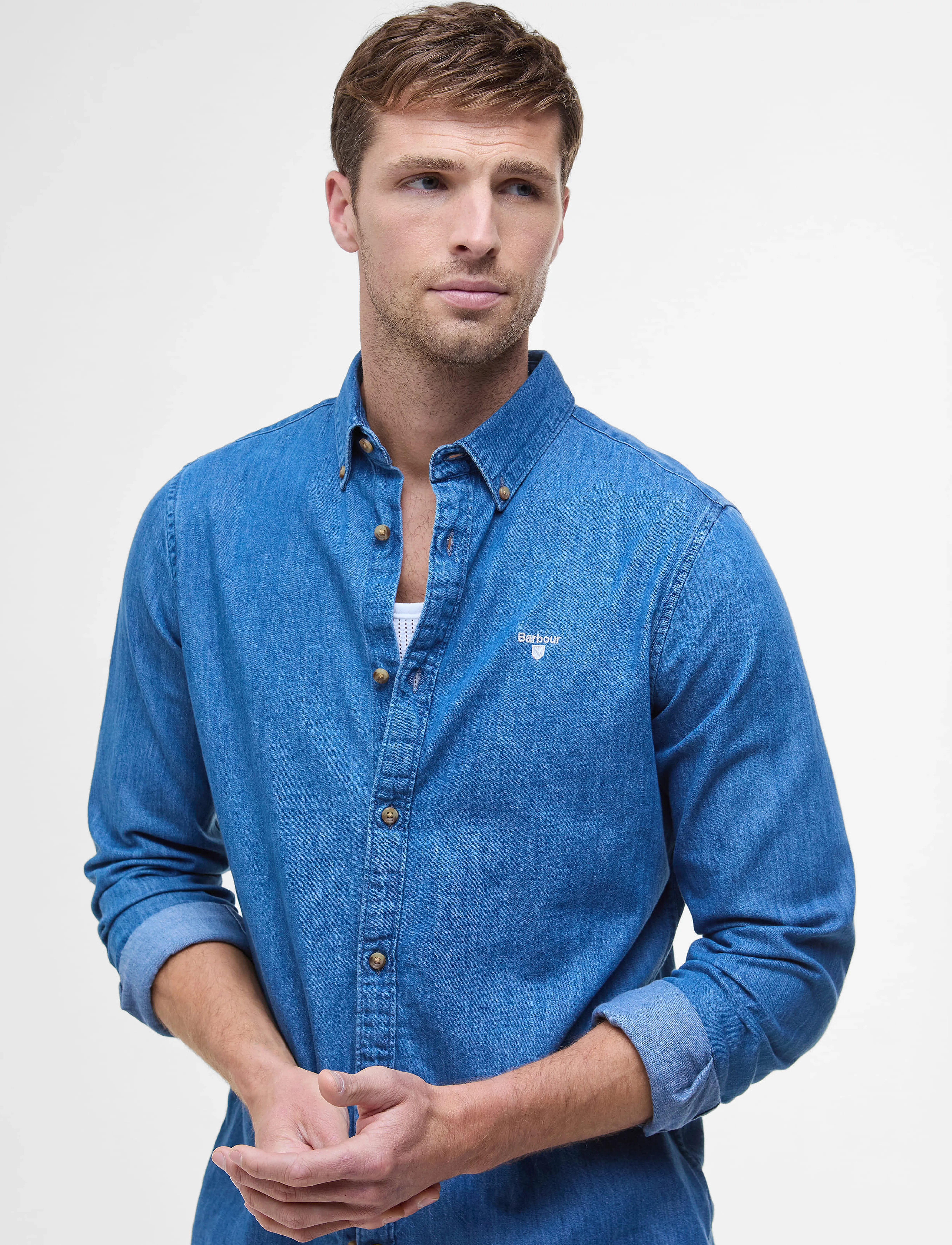 Barbour - Barbour Crest Shirt - tavalised t-särgid - chambray - 4