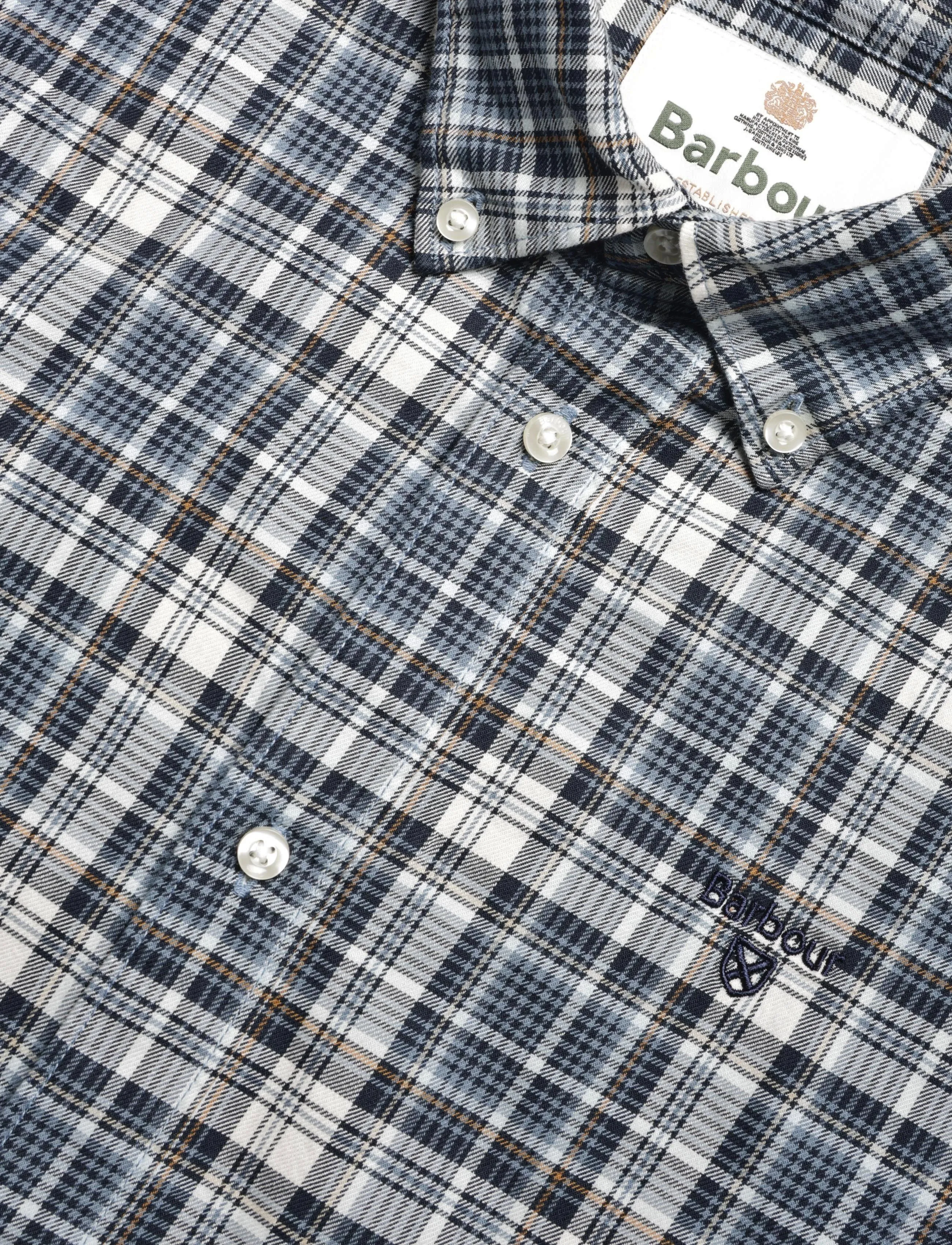 Barbour - Barbour Mosswood Tailored Fit Checked Shirt - rutiga skjortor - navy - 2