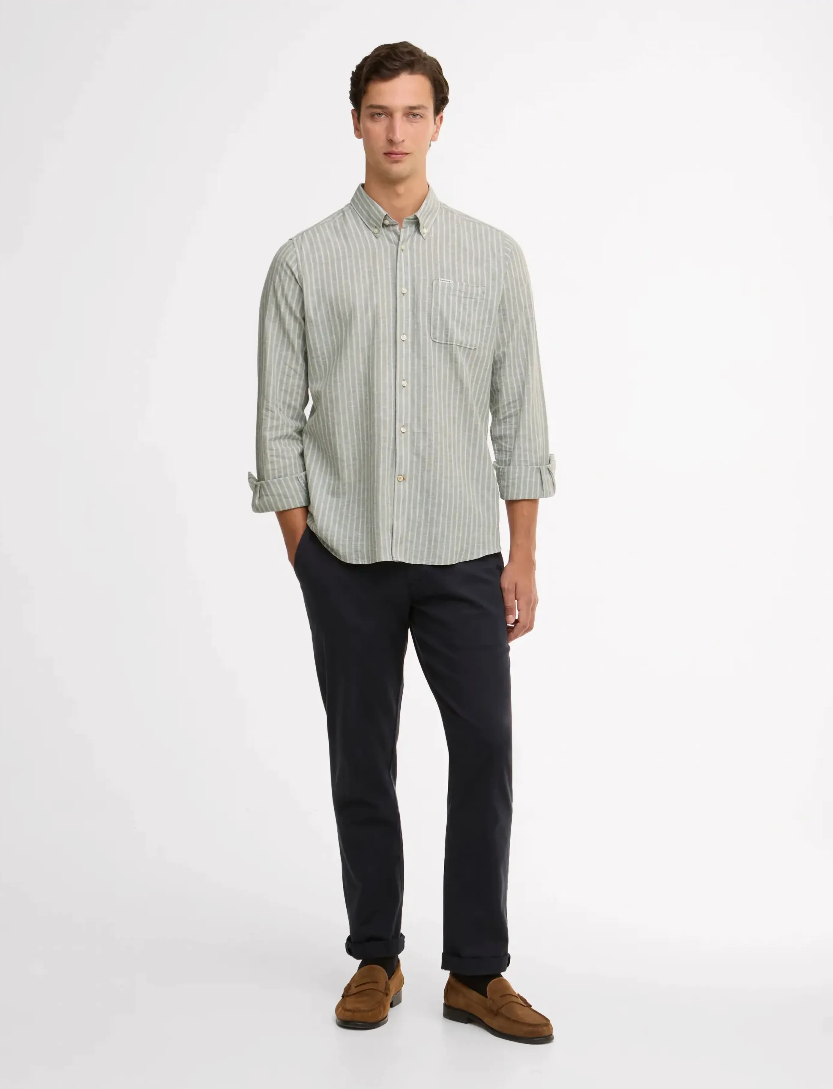 Barbour - Barbour Nelson Striped - tavalised t-särgid - bleached olive - 4