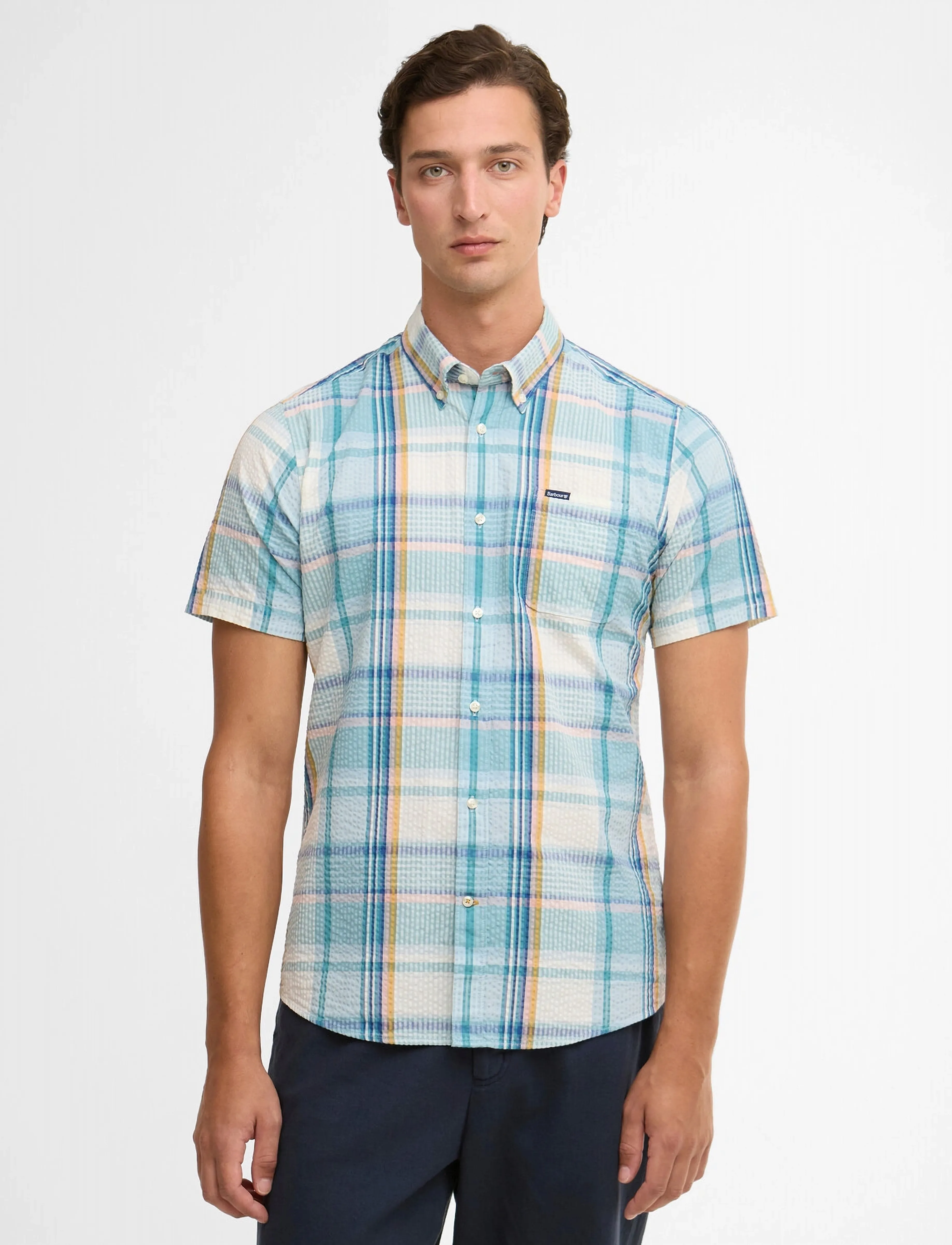 Barbour Barbour Rockcliffe Sh, L, Blue, Skjorter > Kortærmede Shirts, Herre