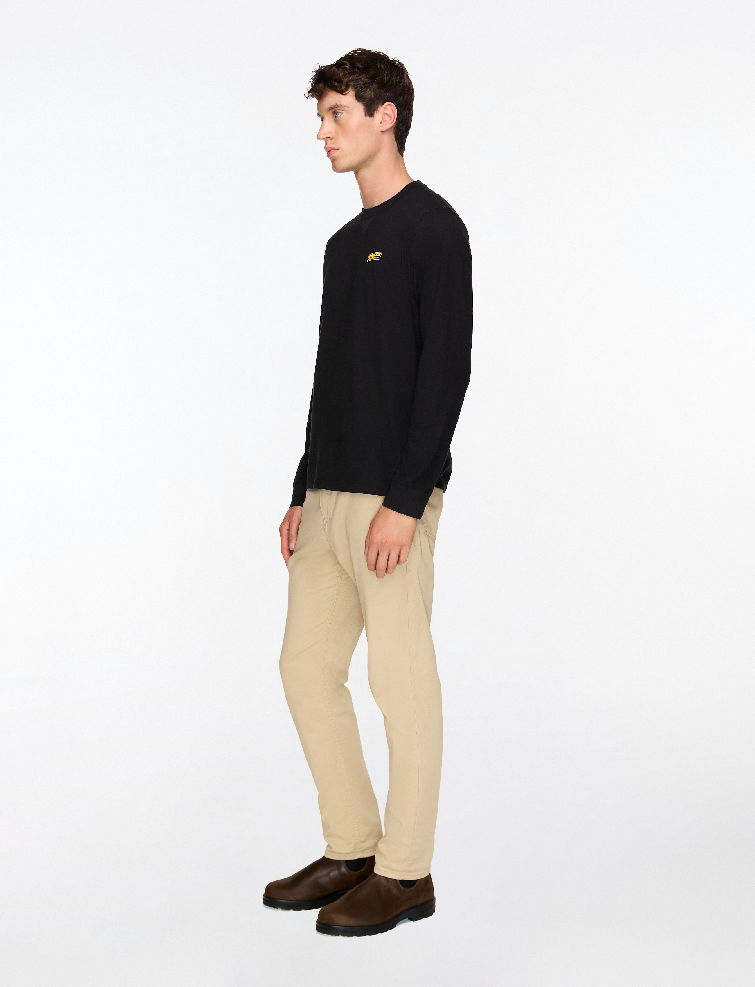 Barbour - B.Intl L/S Logo Tee - långärmade t-shirts - black - 3