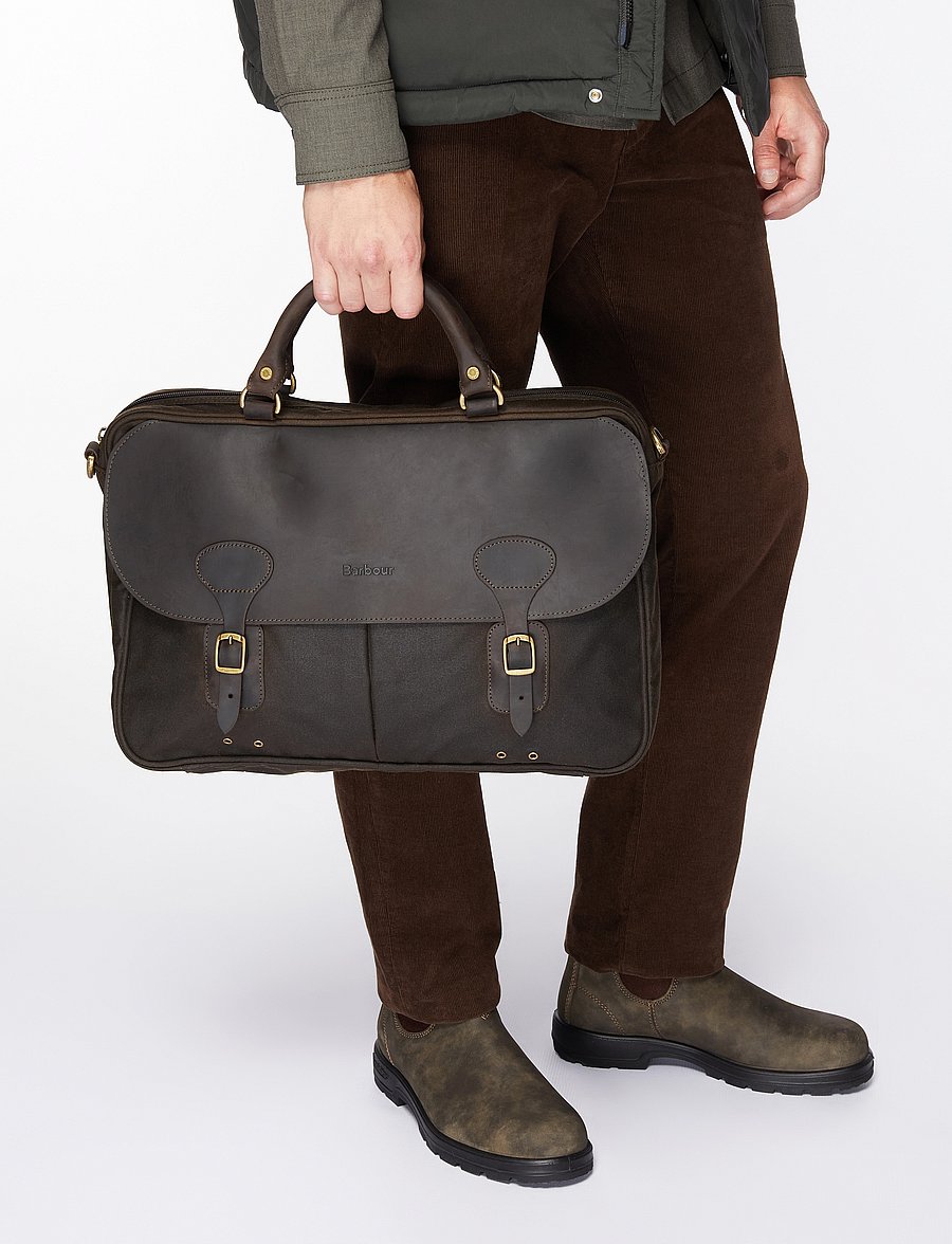 Barbour - Barbour Wax Briefcase - shop by occasion - olive - 3