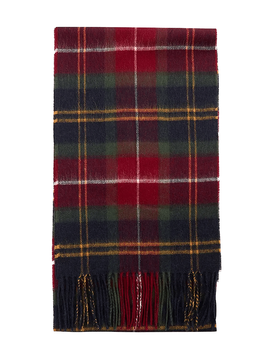 Barbour - Barbour Wool Cashmere Tartan Scarf - halsdukar - winterberry tartan - 0