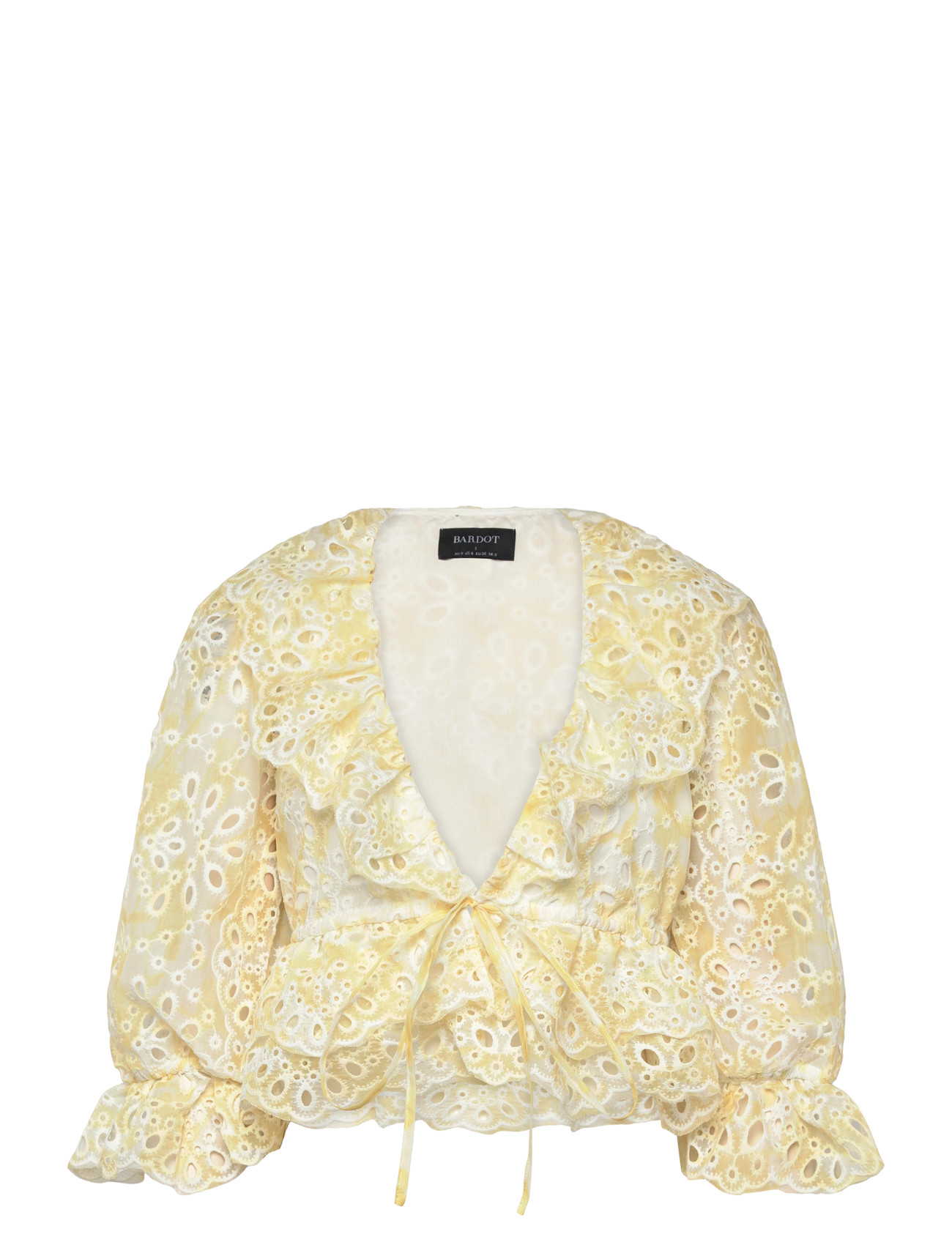 Bardot Naomi Drawcord Broderie Blouse - Yellow - 34