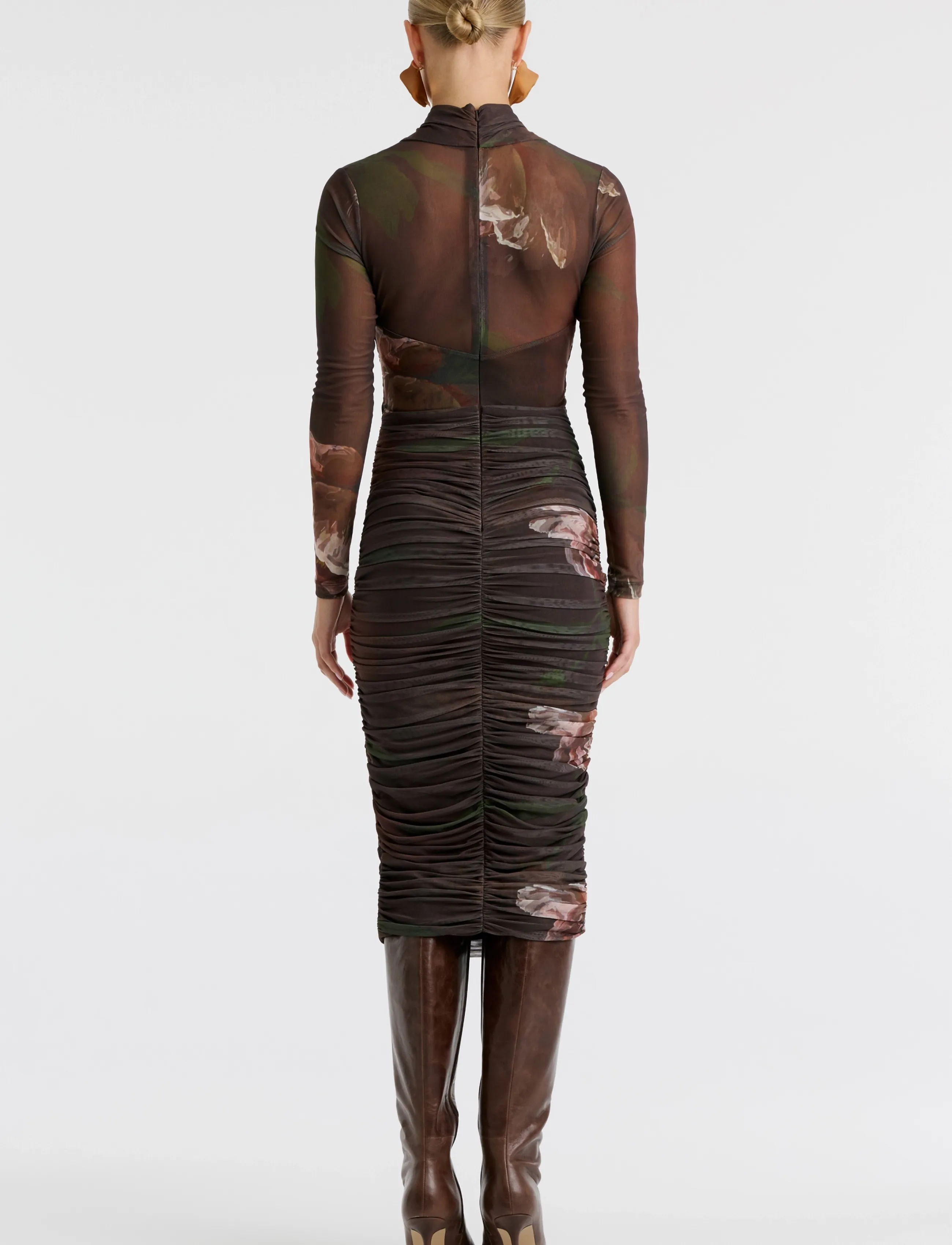 Bardot - ALIYAH PRINTED MIDI DRESS - midikleidid - choc fl - 4