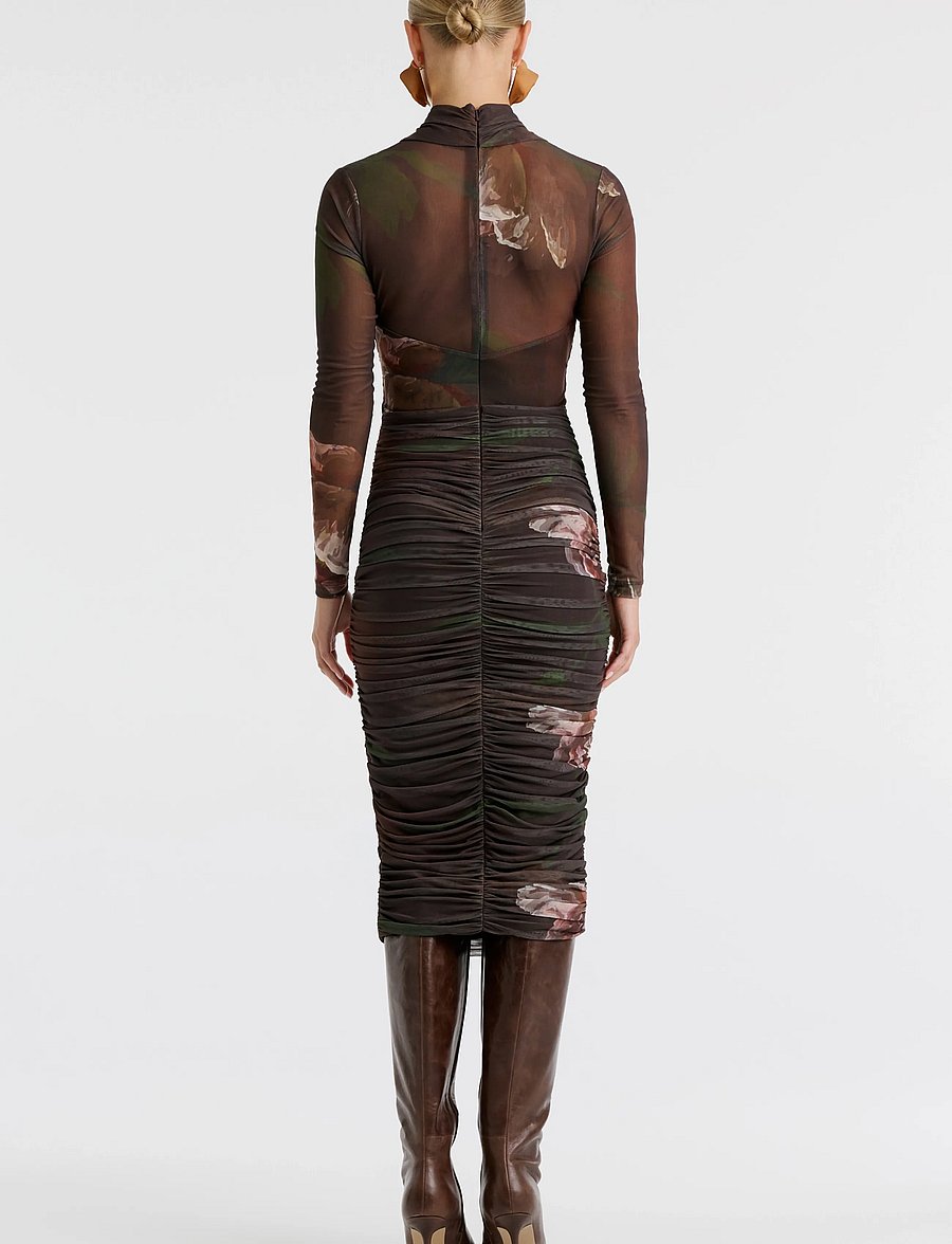 Bardot - ALIYAH PRINTED MIDI DRESS - midikleidid - choc fl - 4