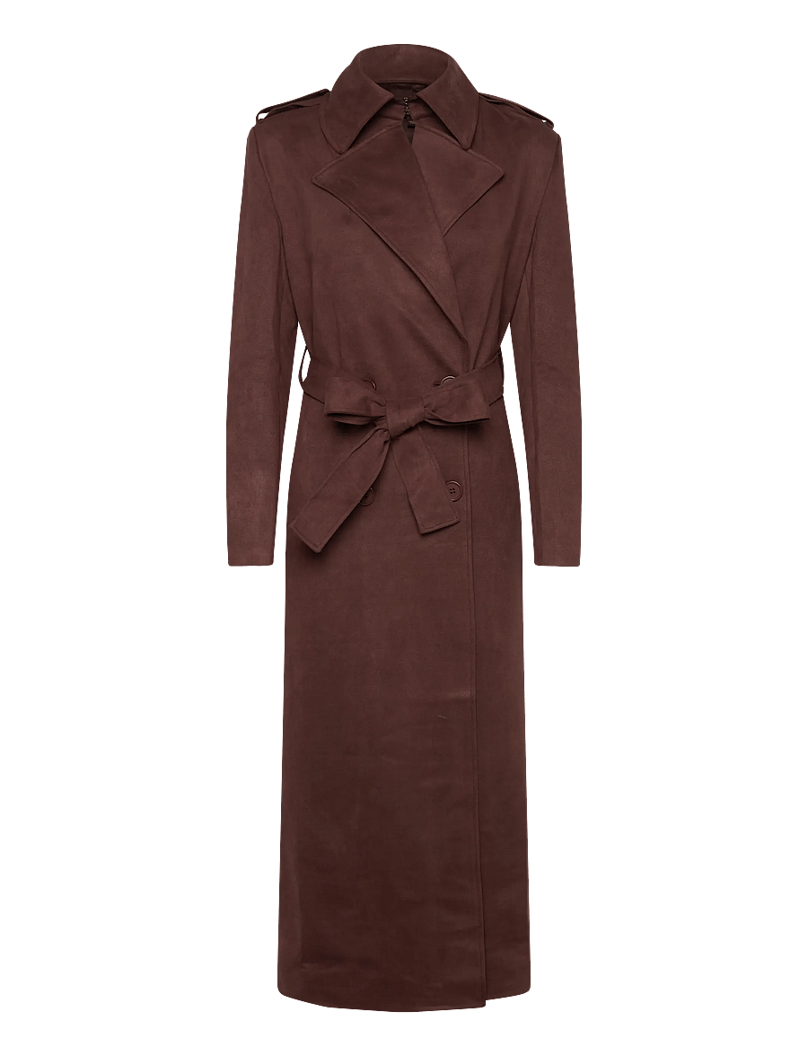Bardot - KIRA VEGAN SUEDE TRENCH COAT - trenchcoats - chocolate - 1