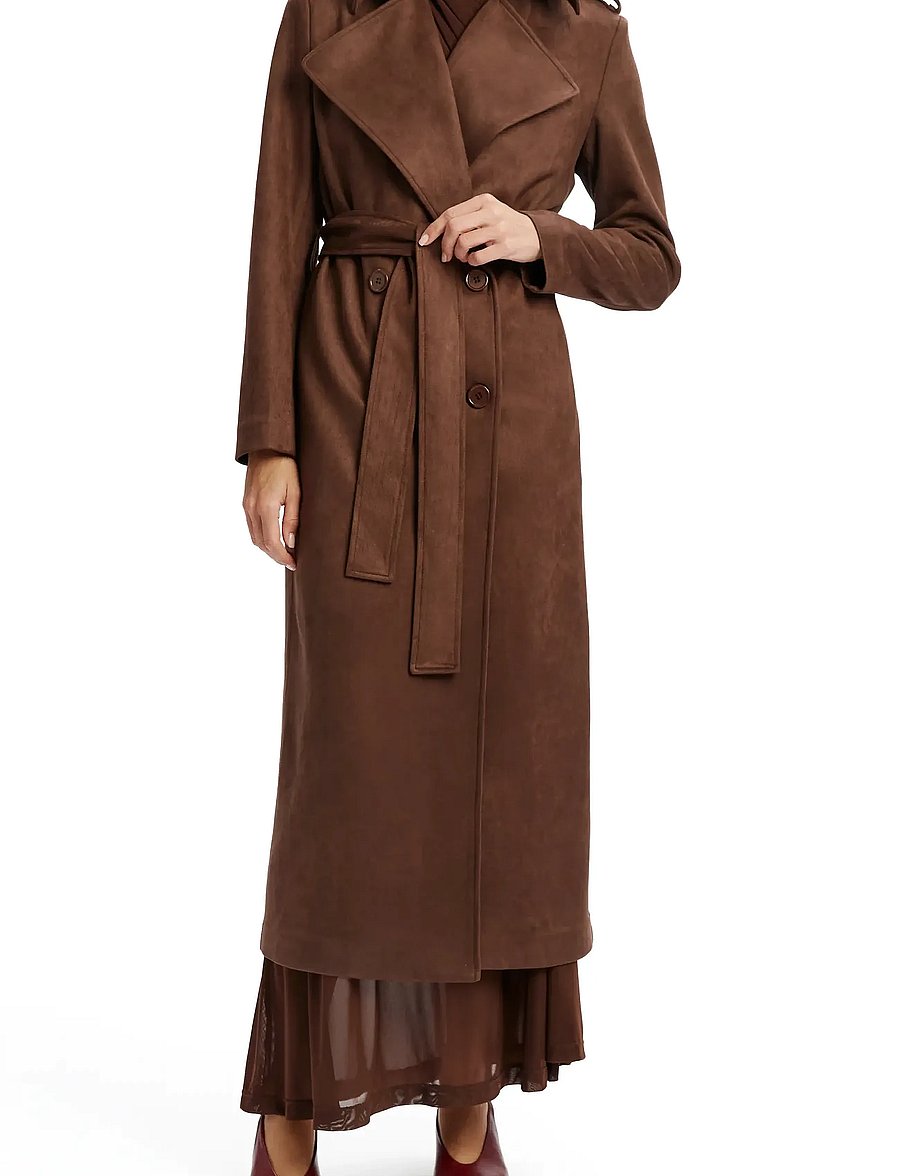 Bardot - KIRA VEGAN SUEDE TRENCH COAT - trenchcoats - chocolate - 0