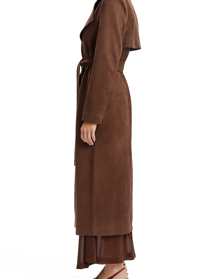 Bardot - KIRA VEGAN SUEDE TRENCH COAT - trenchcoats - chocolate - 3