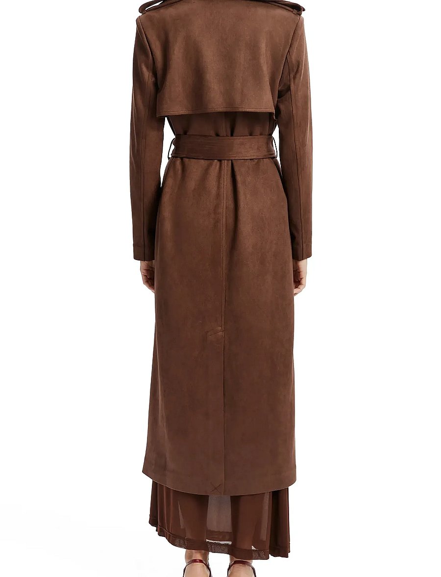 Bardot - KIRA VEGAN SUEDE TRENCH COAT - trenchcoats - chocolate - 4