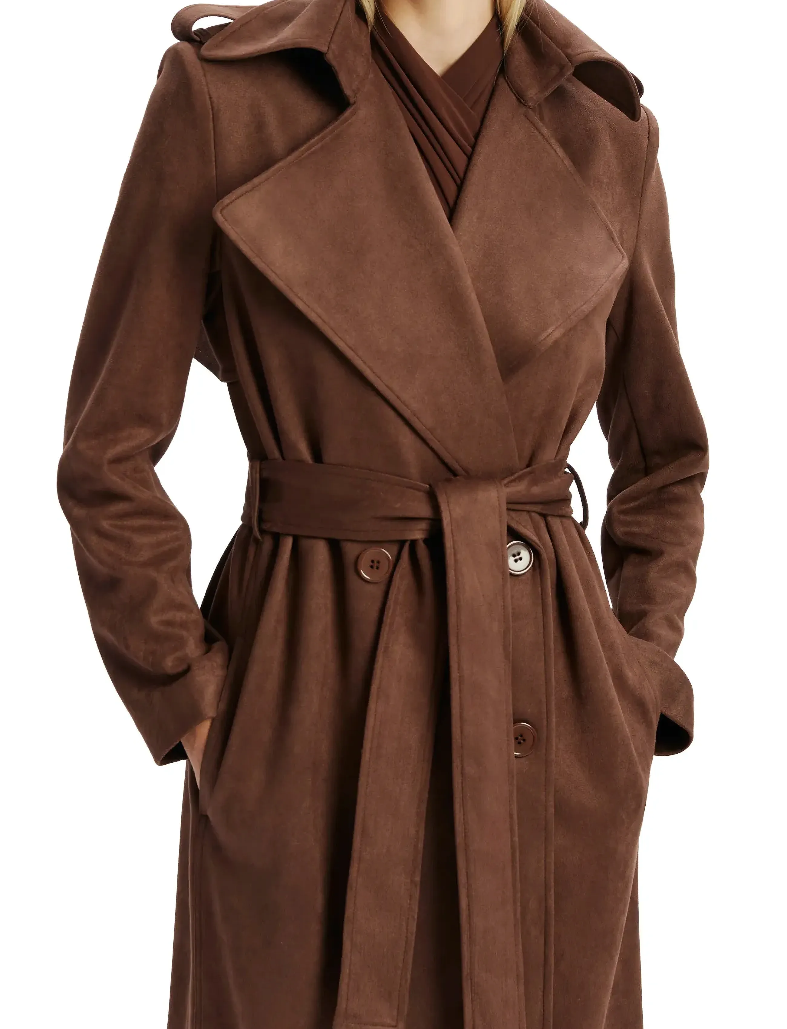 Bardot - KIRA VEGAN SUEDE TRENCH COAT - chocolate - 5