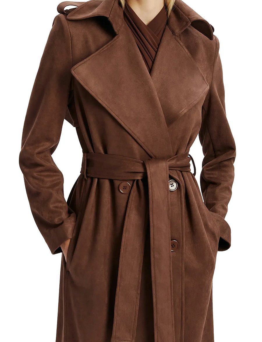Bardot - KIRA VEGAN SUEDE TRENCH COAT - trenchcoats - chocolate - 5