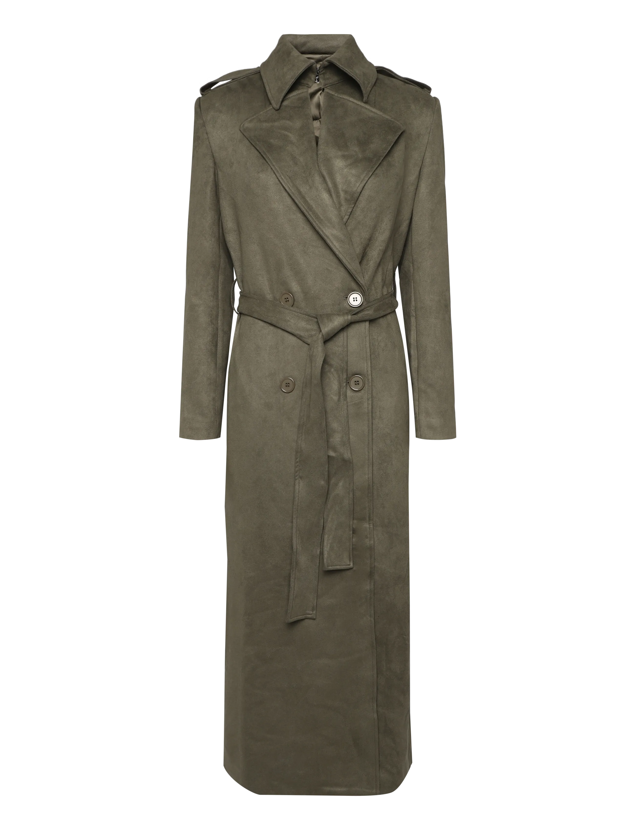 Bardot KIRA VEGAN SUEDE TRENCH COAT - Jacken & Mäntel - KHAKI / khaki/green