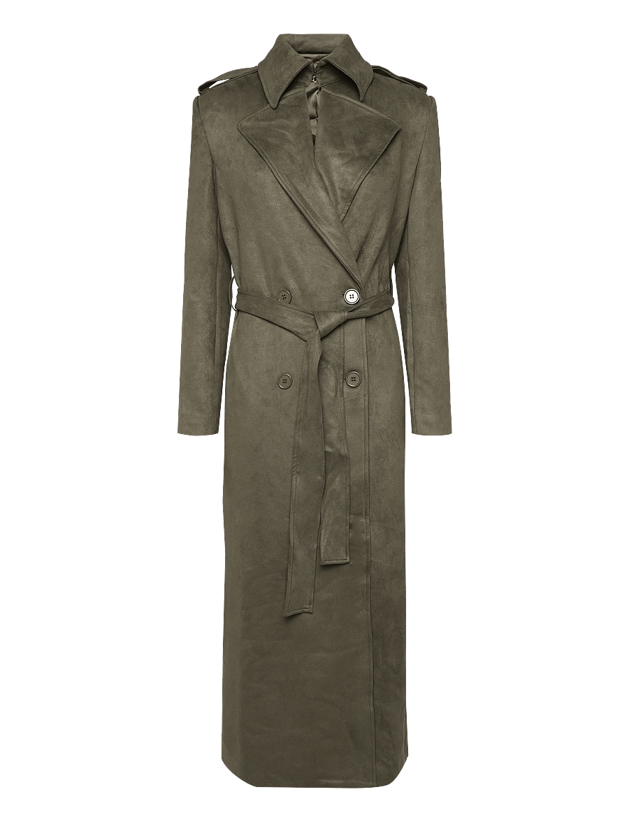 Bardot - KIRA VEGAN SUEDE TRENCH COAT - trenchcoats - khaki - 0