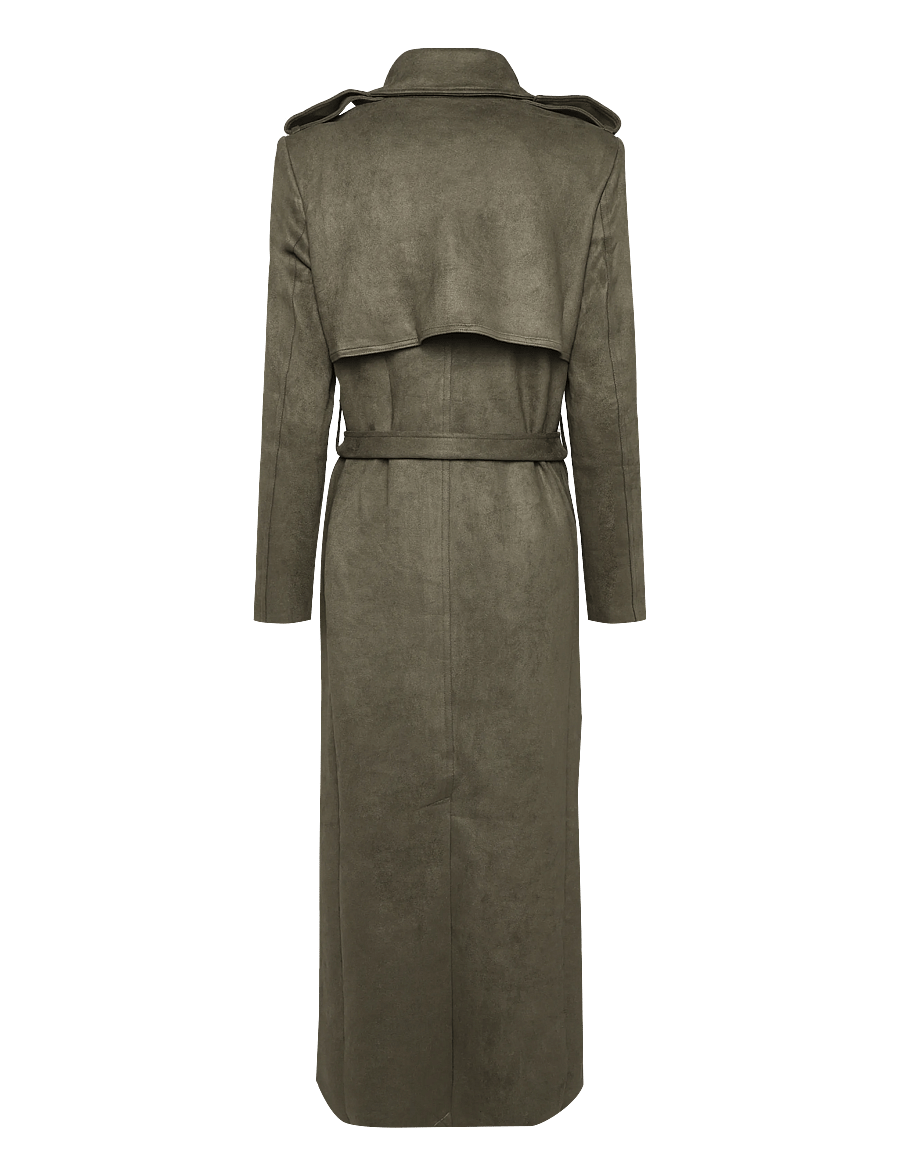 Bardot - KIRA VEGAN SUEDE TRENCH COAT - trenchcoats - khaki - 1
