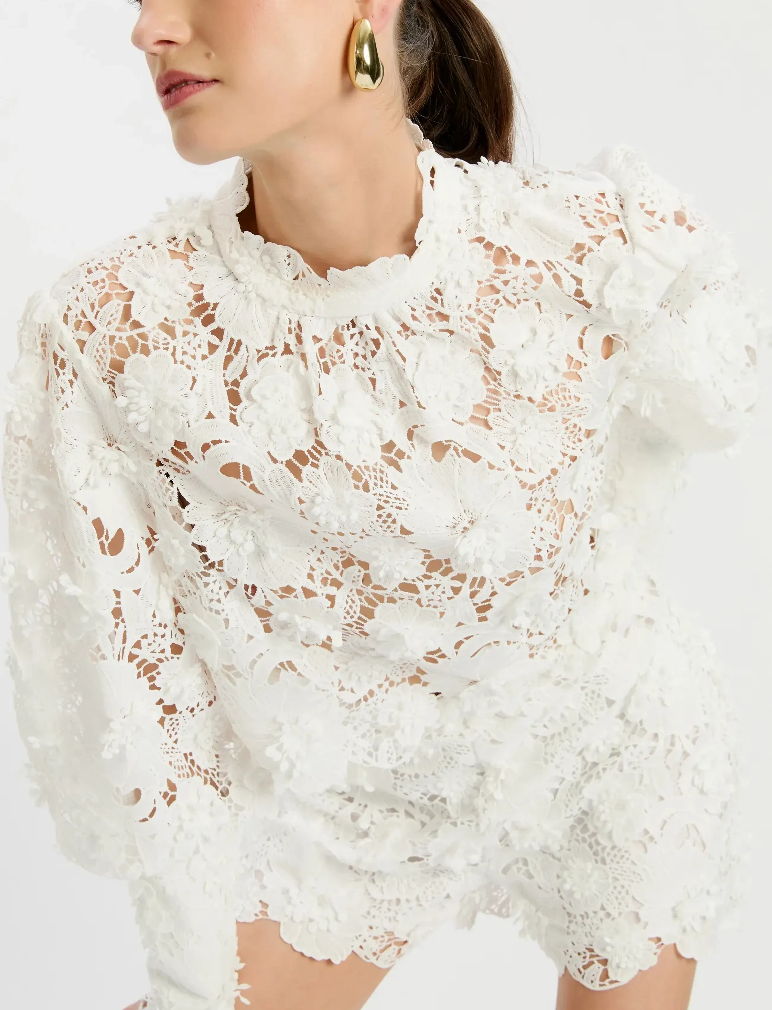 Bardot - LACE GEORGIA TOP - långärmade blusar - ivory - 0