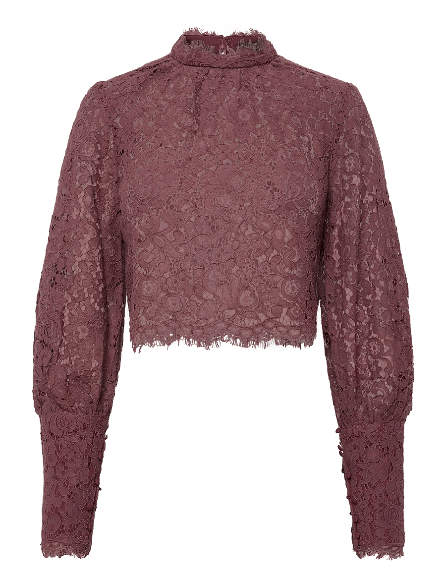 Bardot - LACE GEORGIA TOP - langærmede bluser - deep plum - 0