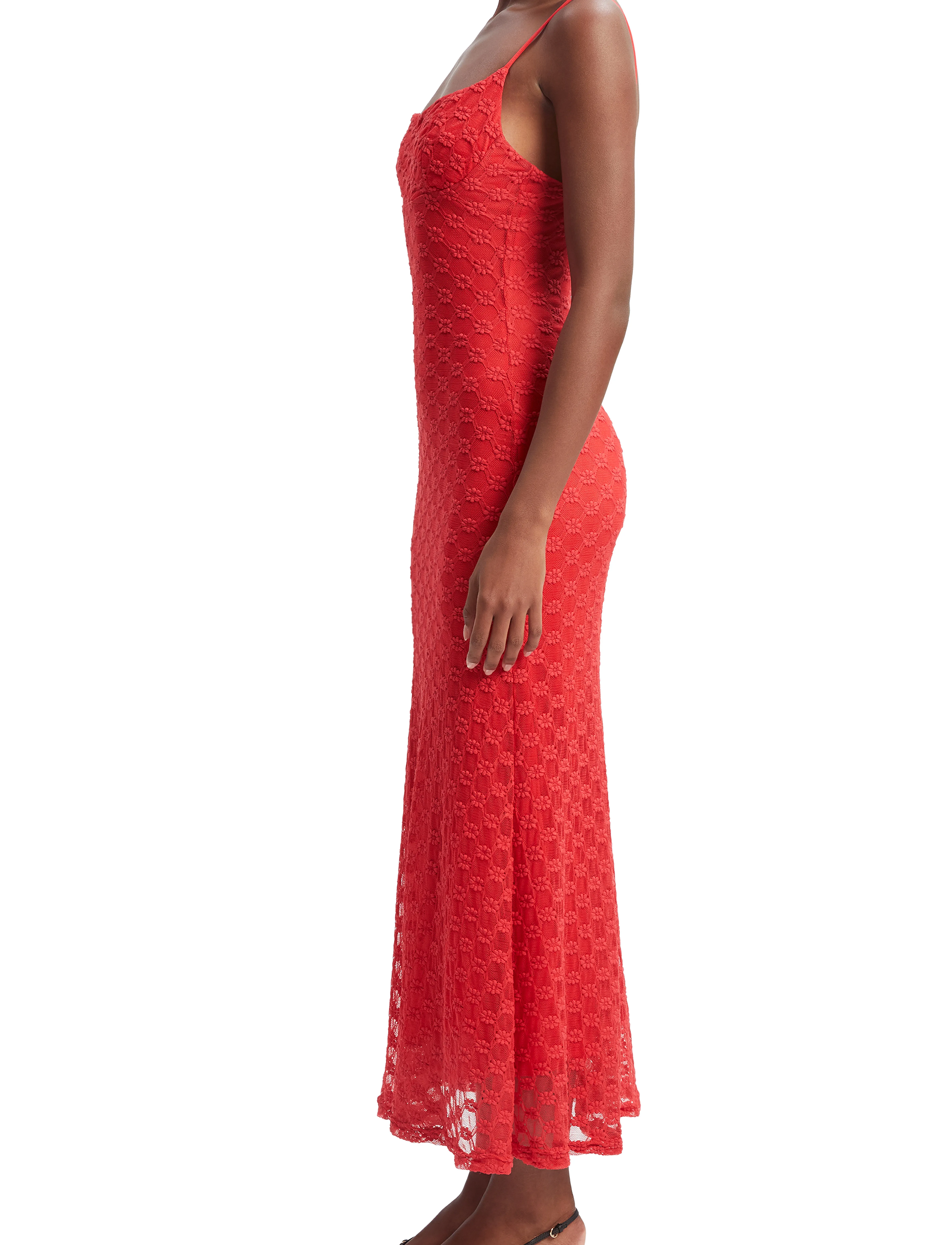 Bardot - ADONI MESH MIDI DRESS - fire red - 3