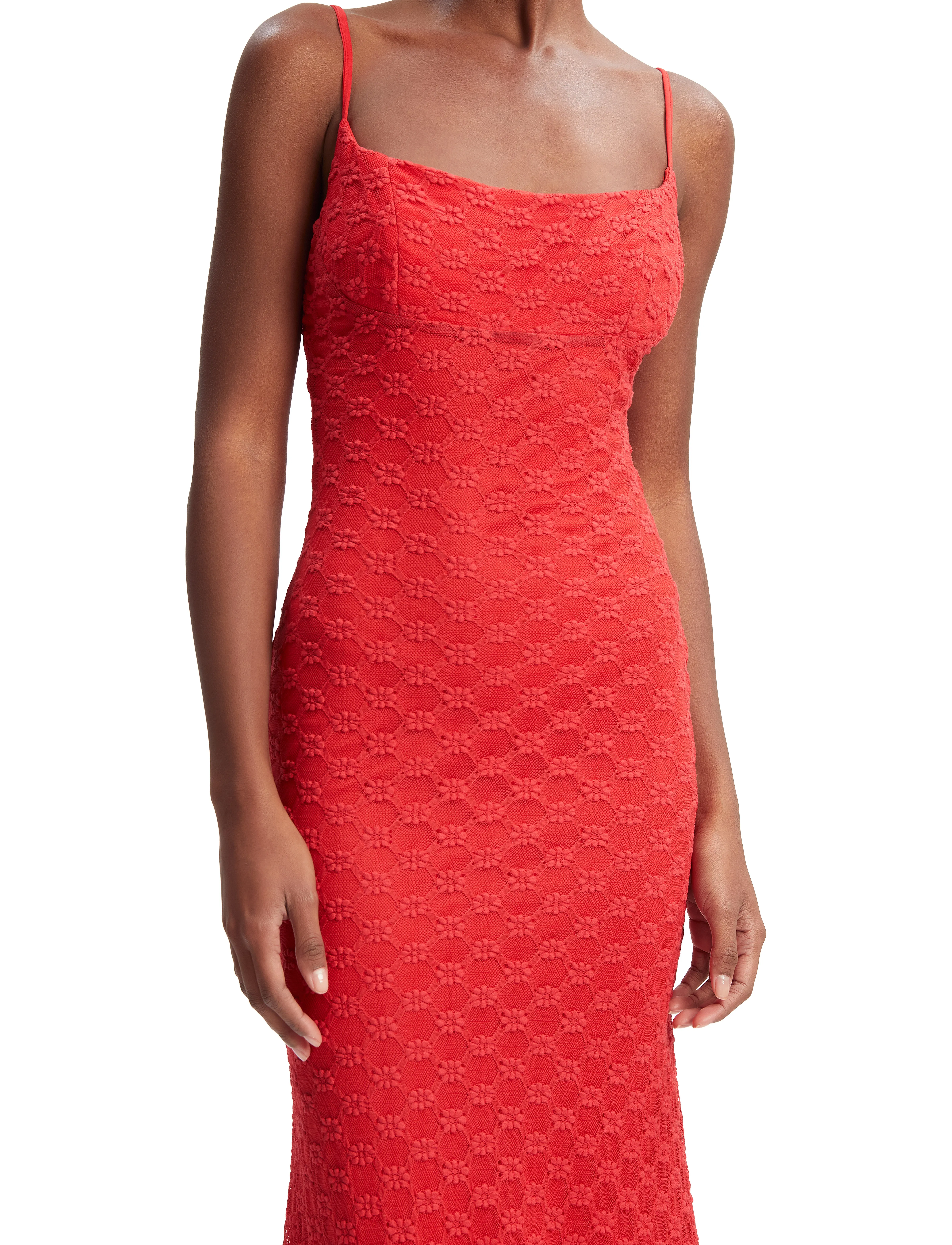 Bardot - ADONI MESH MIDI DRESS - fire red - 4