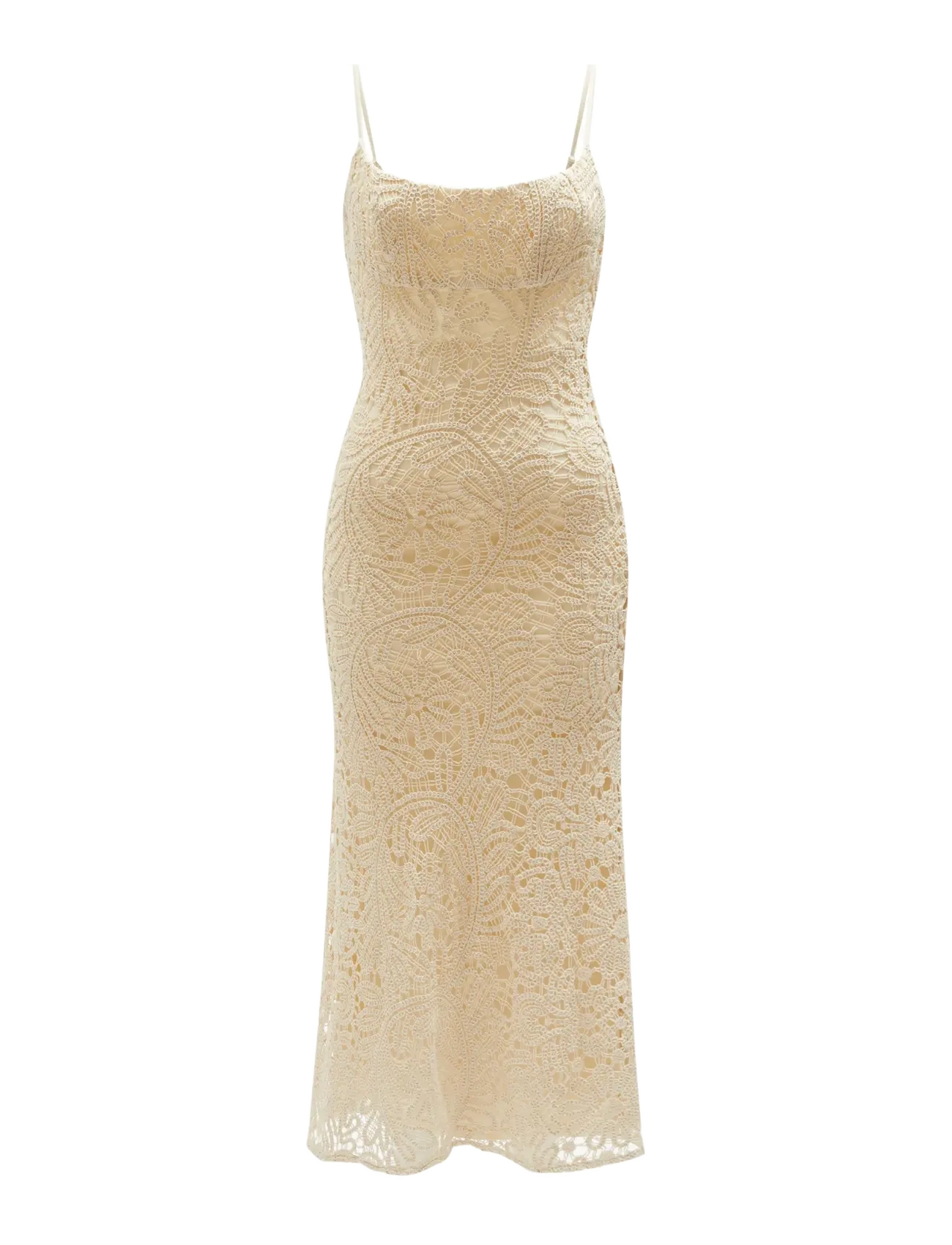 BARDOT Adoni Crochet Midi Kleid Beige - 42 - Damen