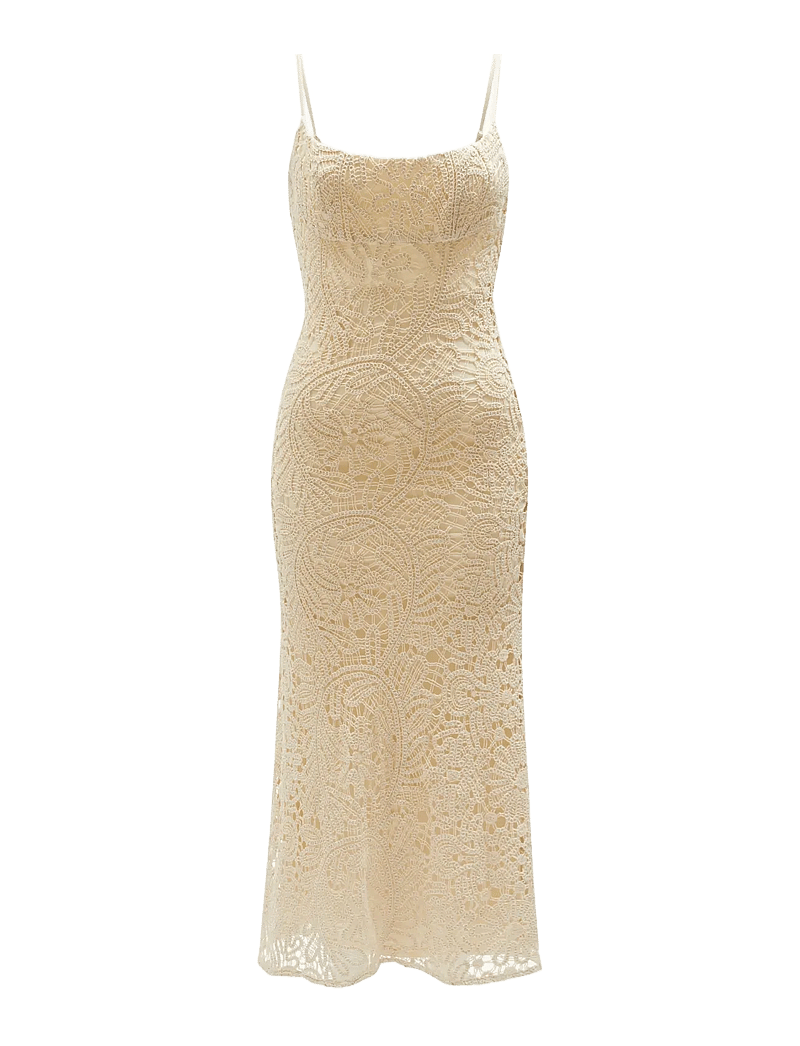 Bardot - ADONI CROCHET MIDI DRESS - festkjoler - light beige - 1