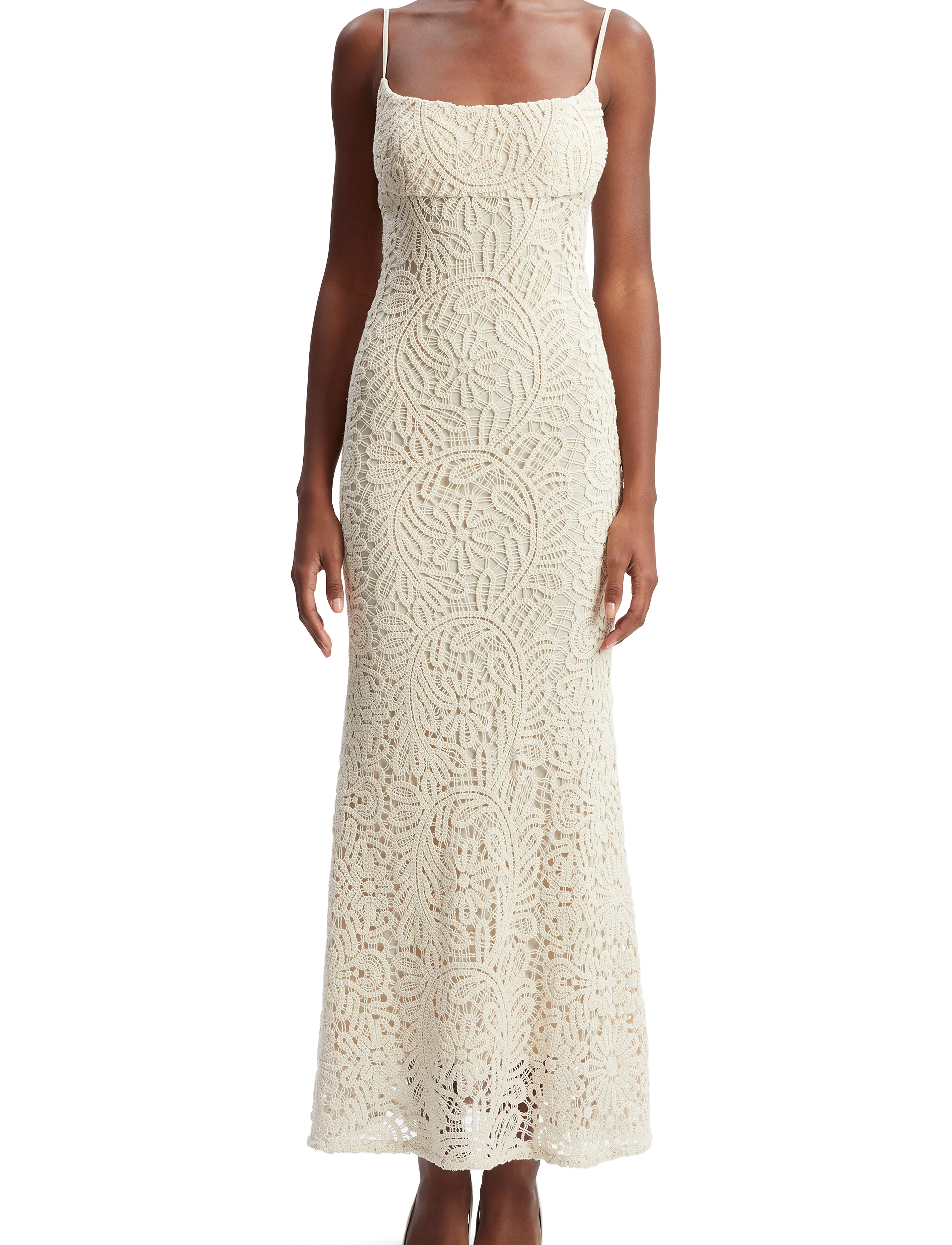 Bardot Adoni Crochet Midi Dress, 42, Dresses, Beige - Knee-length & Midi, Frauen