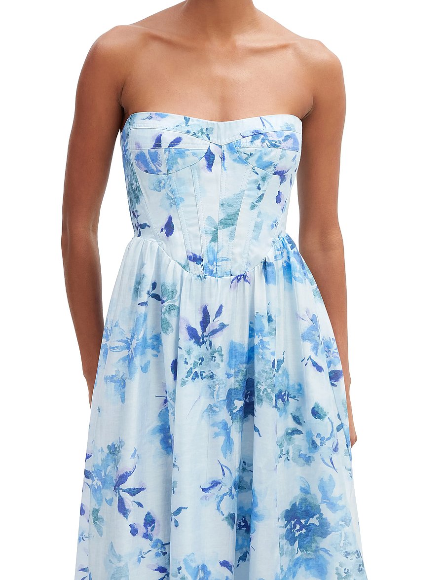 bardot lola corset dress Bardot Lola Corset Midi Dress in Blue