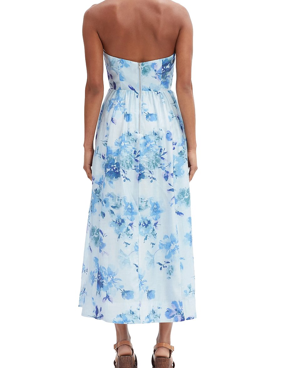 lola corset midi dress Bardot Lola Corset Midi Dress in Blue
