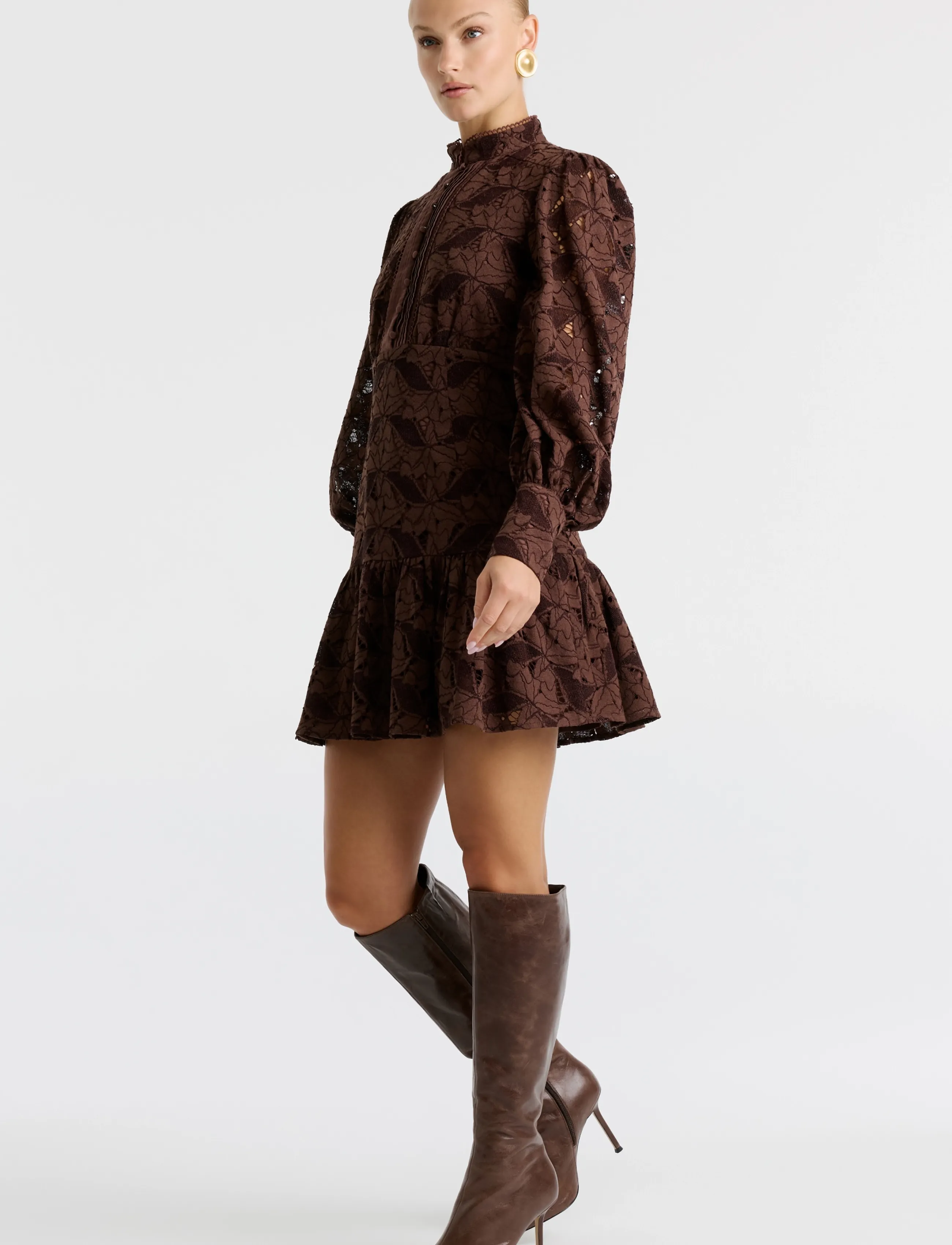 Bardot - REMY MINI LACE DRESS - chocolate - 3