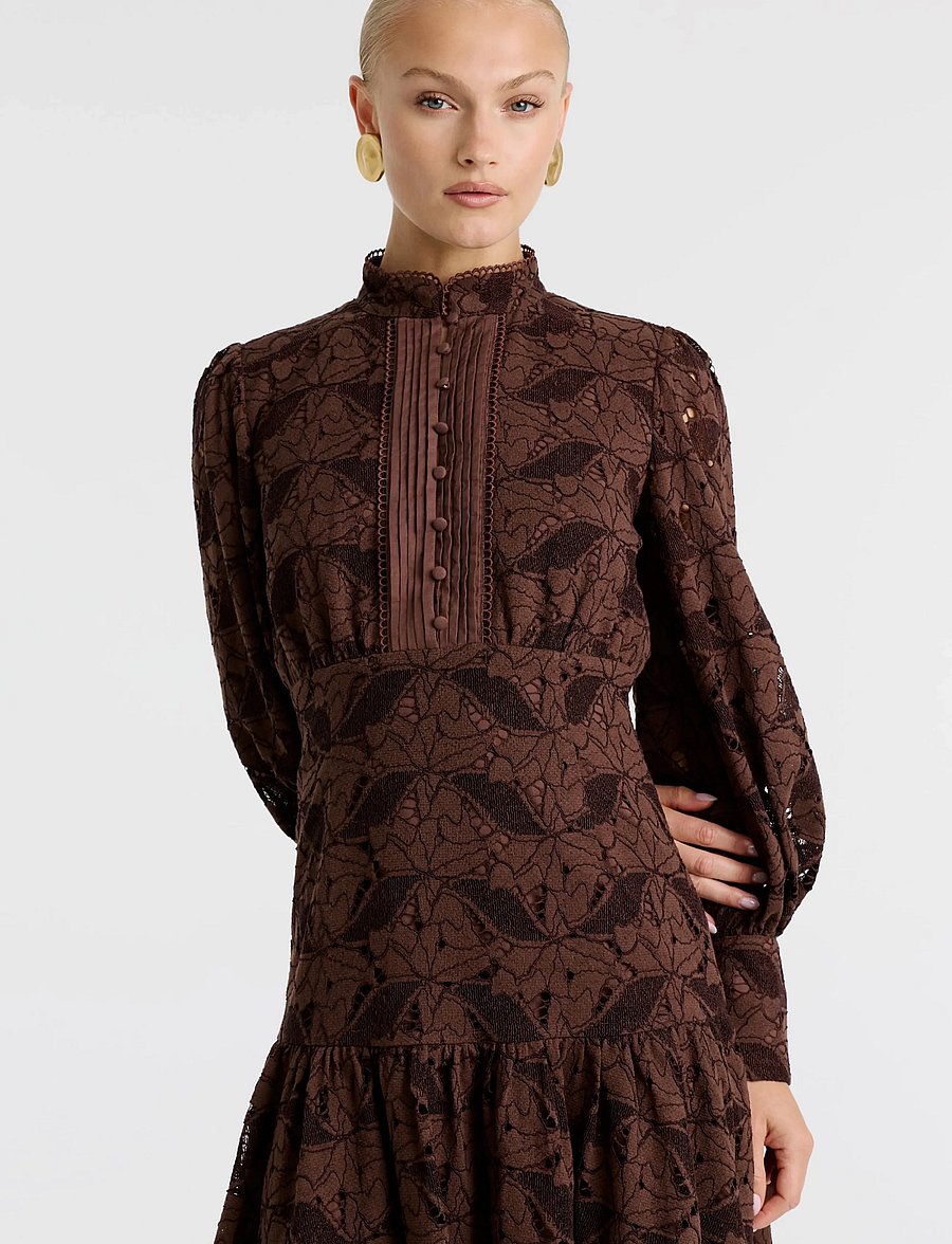 Bardot - REMY MINI LACE DRESS - blondekjoler - chocolate - 4