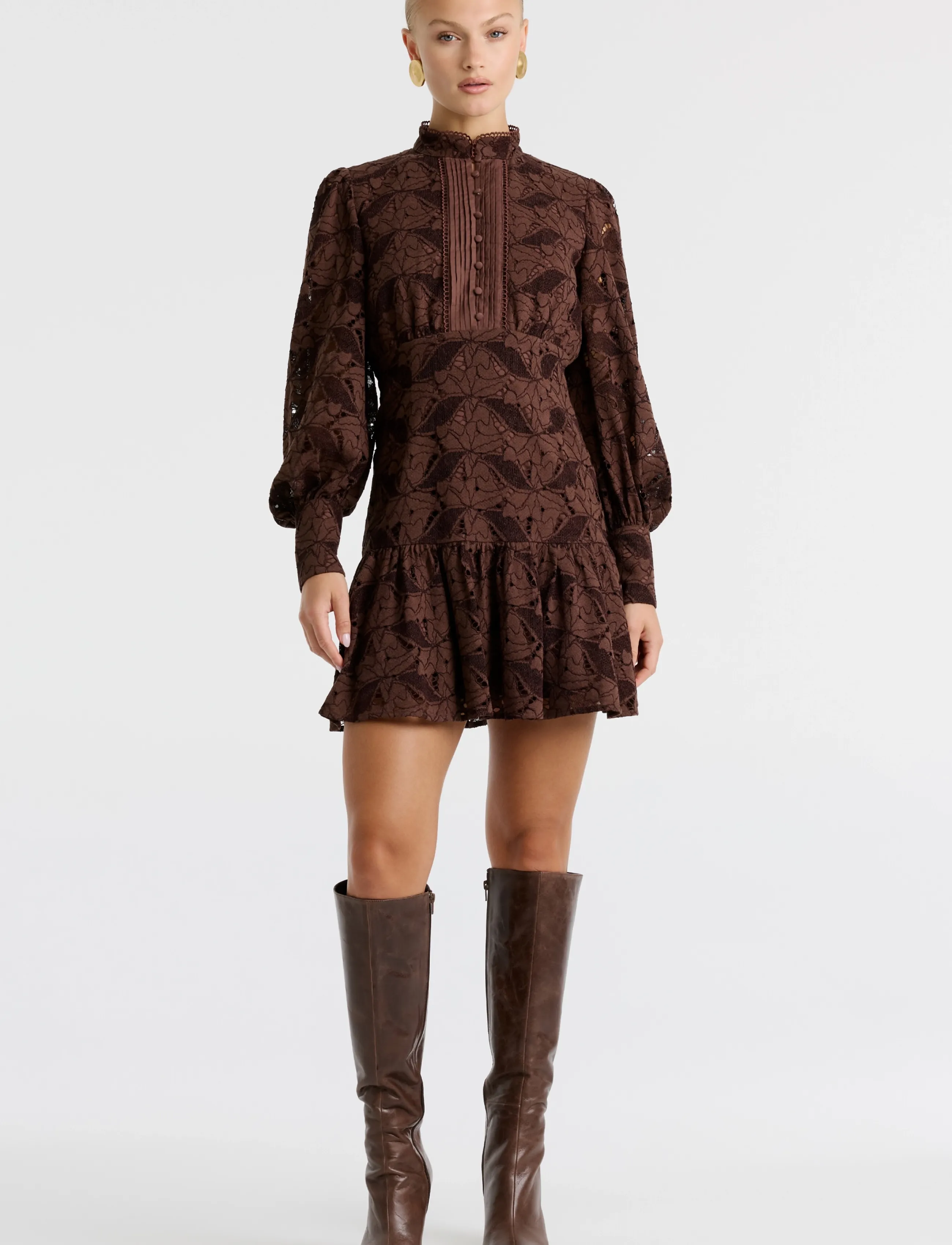 Bardot - REMY MINI LACE DRESS - chocolate - 5