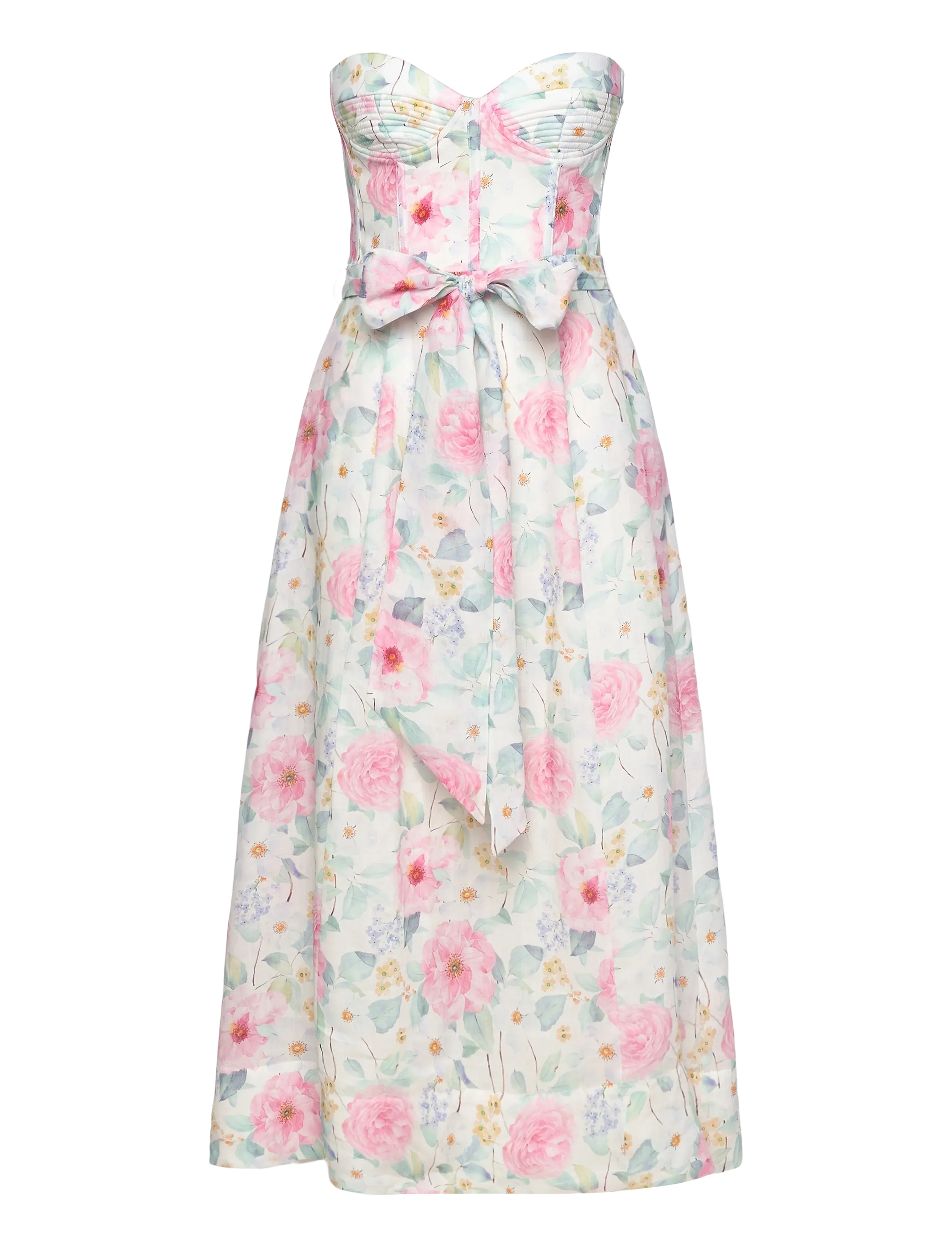 Bardot FLORAL PRINTED TIE MIDI DRESS - Festklänningar - SUMMER WHITE FLORAL / pink/rose