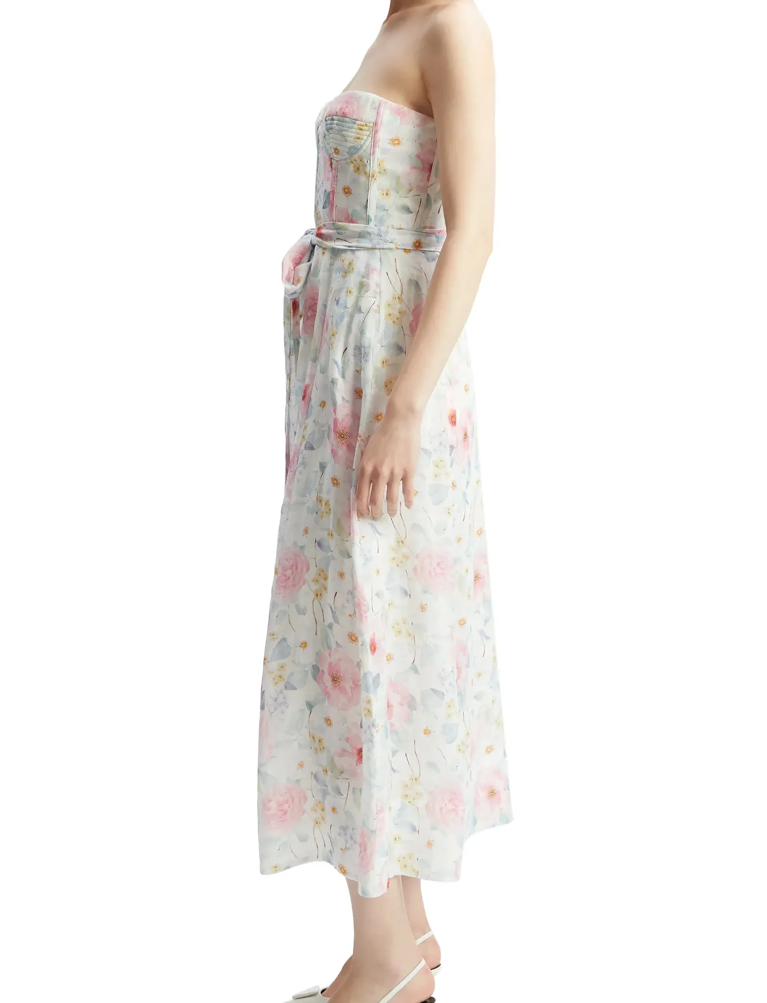 Bardot - FLORAL PRINTED TIE MIDI DRESS - summer white floral - 3