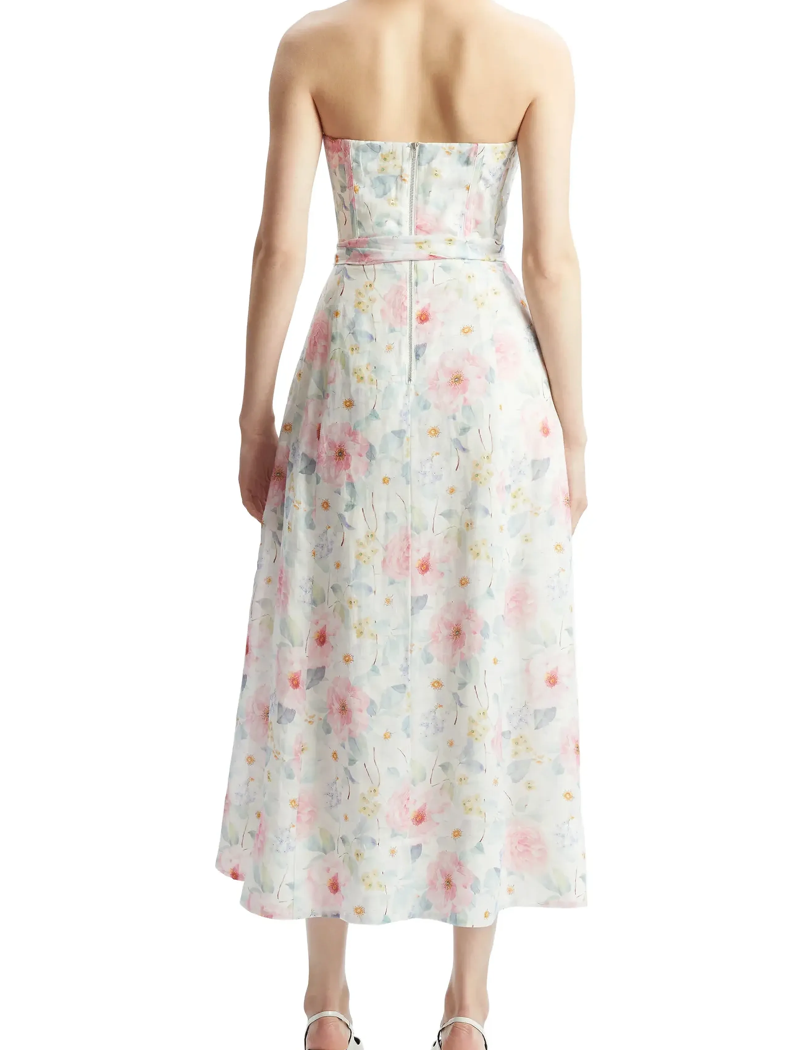 Bardot - FLORAL PRINTED TIE MIDI DRESS - summer white floral - 4