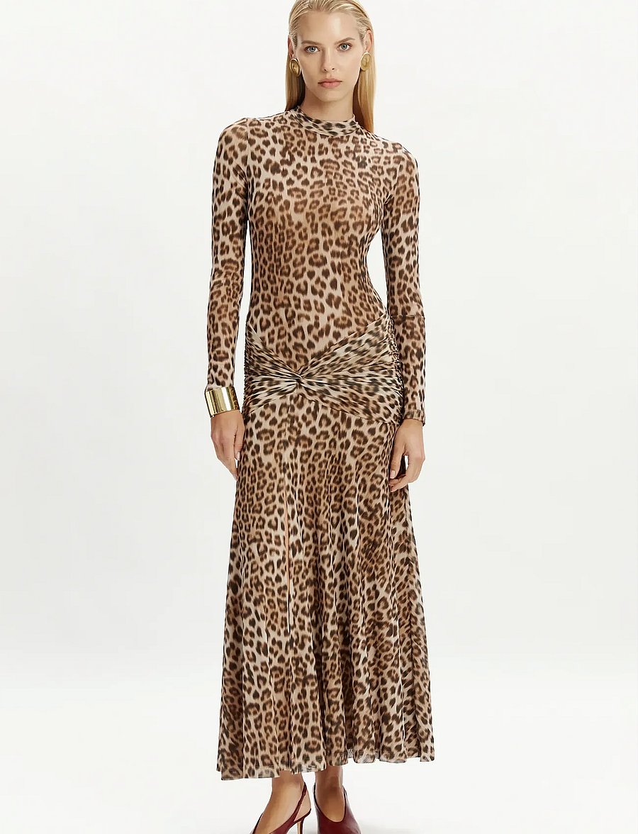 Bardot - LEA PRINTED MESH MIDI DRESS - maxikleider - b leopard - 5