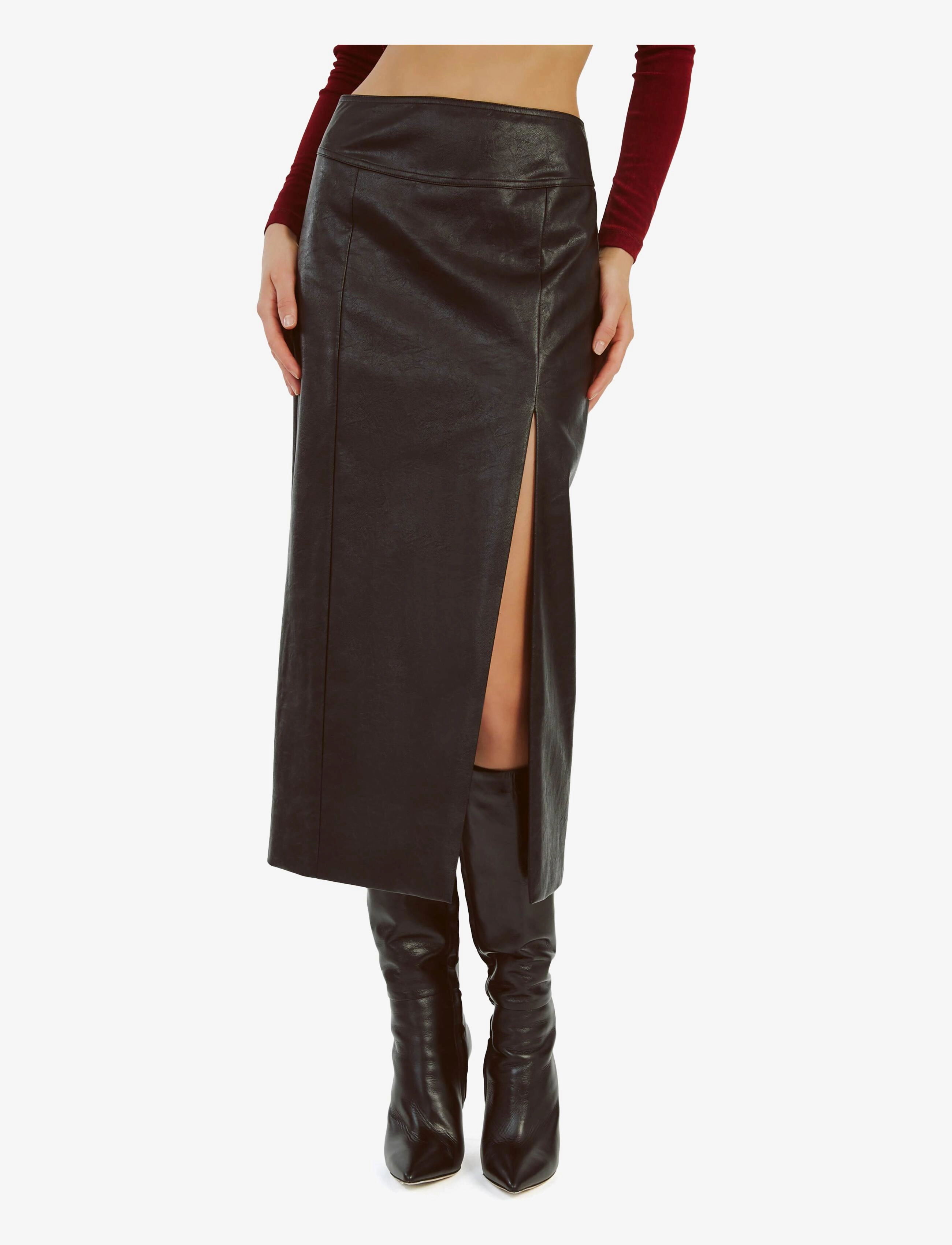 Bardot - DANTE VEGAN LEATHER MIDI SKIRT - midi-röcke - black - 0