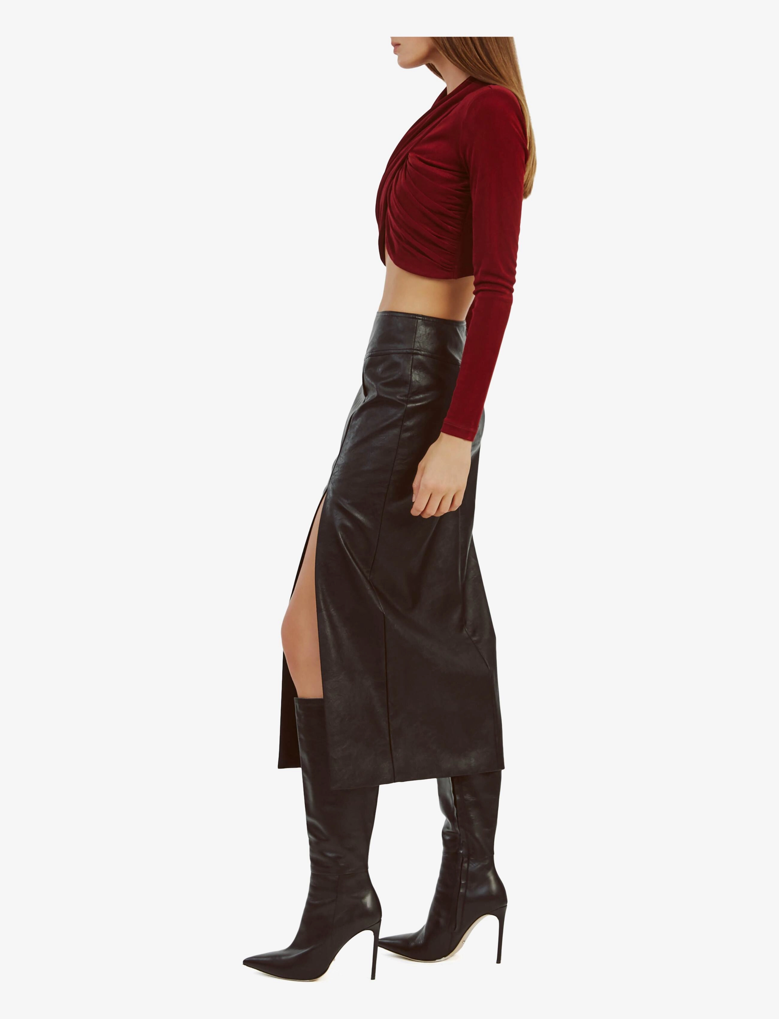 Bardot - DANTE VEGAN LEATHER MIDI SKIRT - midi-röcke - black - 4