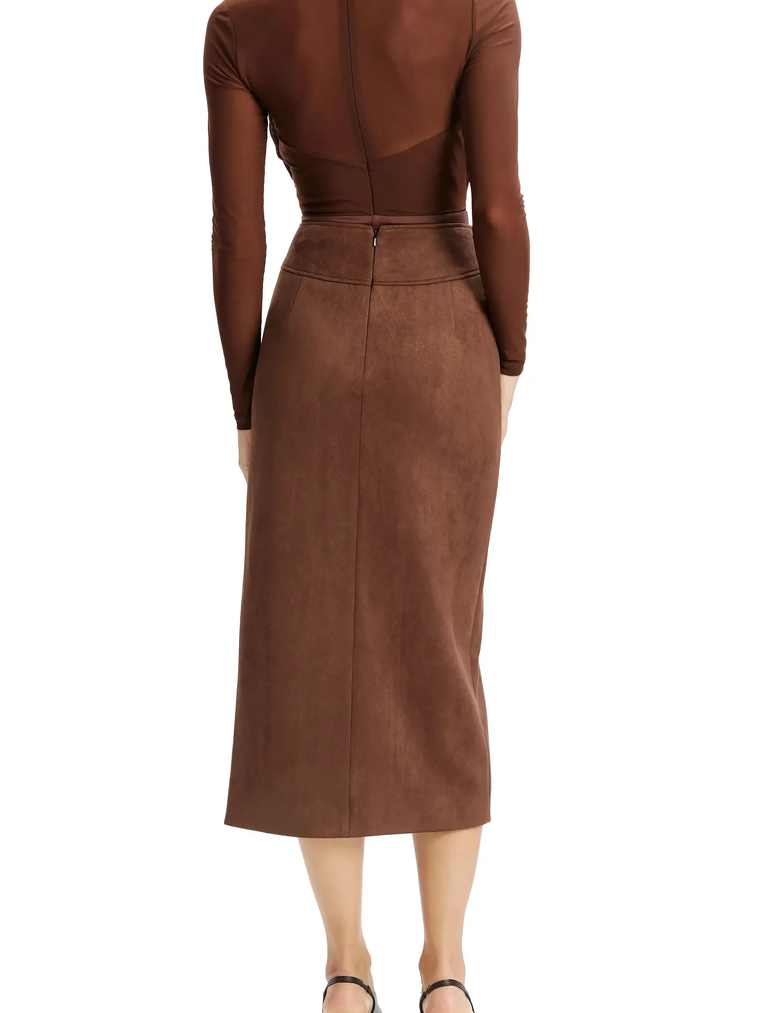 Bardot - DANTE VEGAN SUEDE MIDI SKIRT - midihameet - chocolate - 4